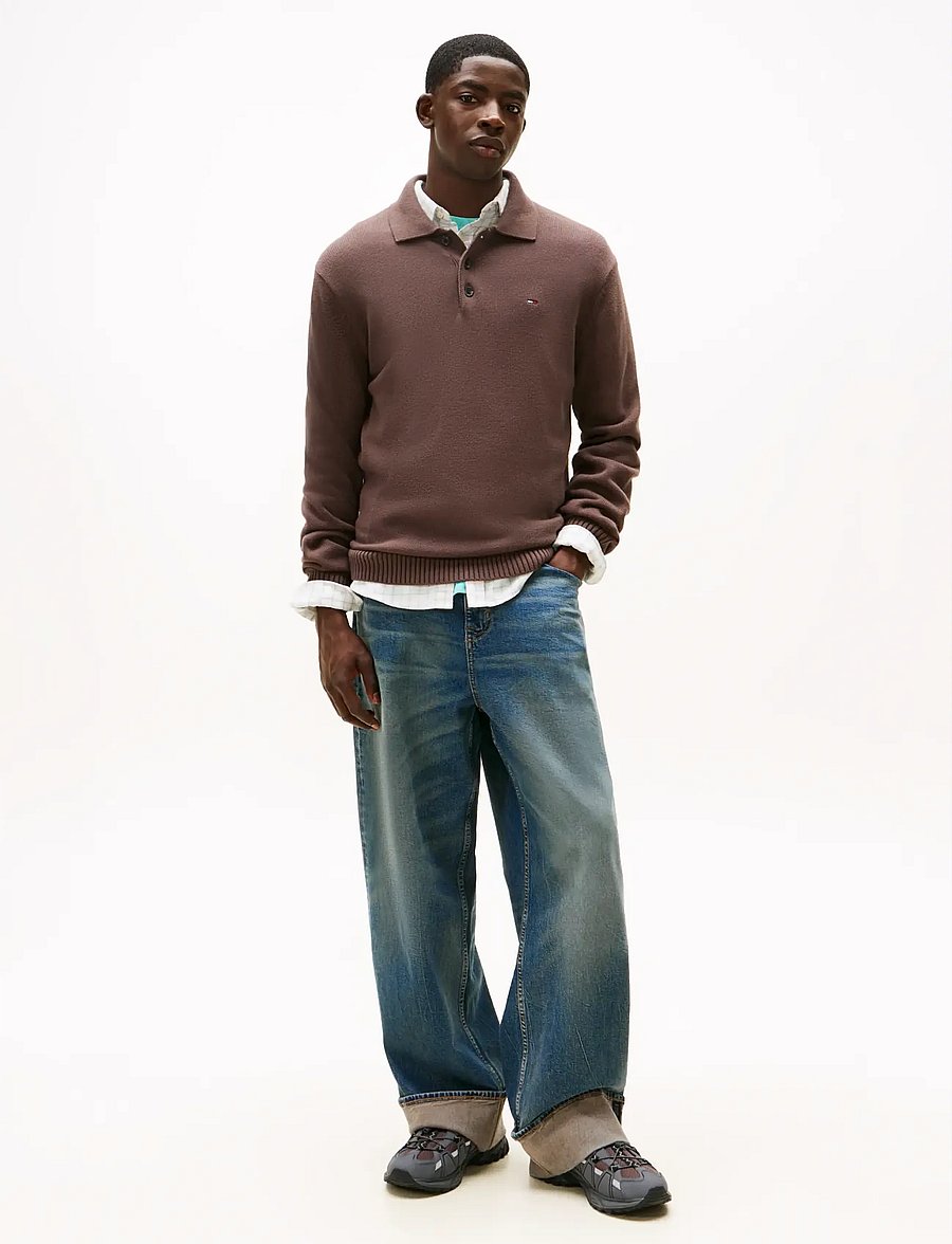Tommy Jeans - TJM SLIM ESSENTIAL POLO SWTR EXT - langärmelige gestrickte polohemden - black walnut - 2