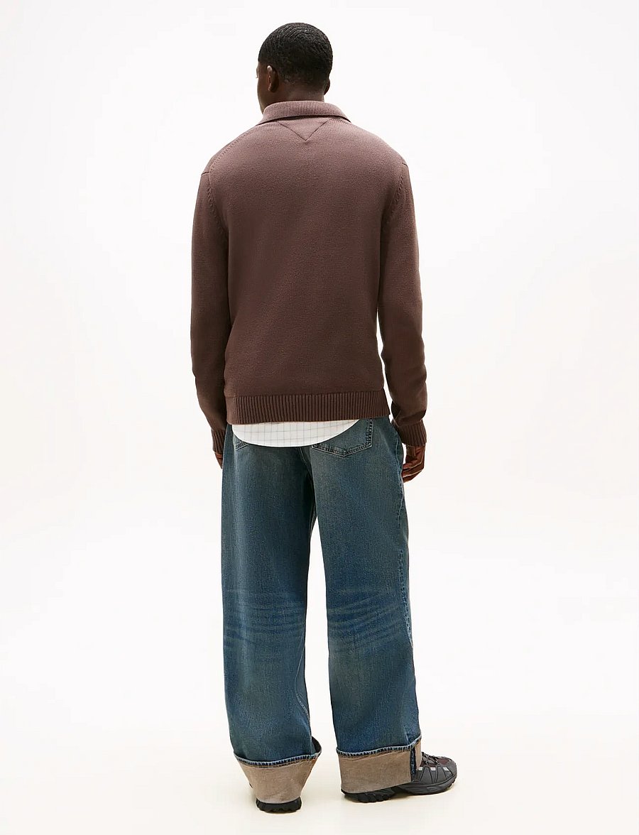 Tommy Jeans - TJM SLIM ESSENTIAL POLO SWTR EXT - langärmelige gestrickte polohemden - black walnut - 3