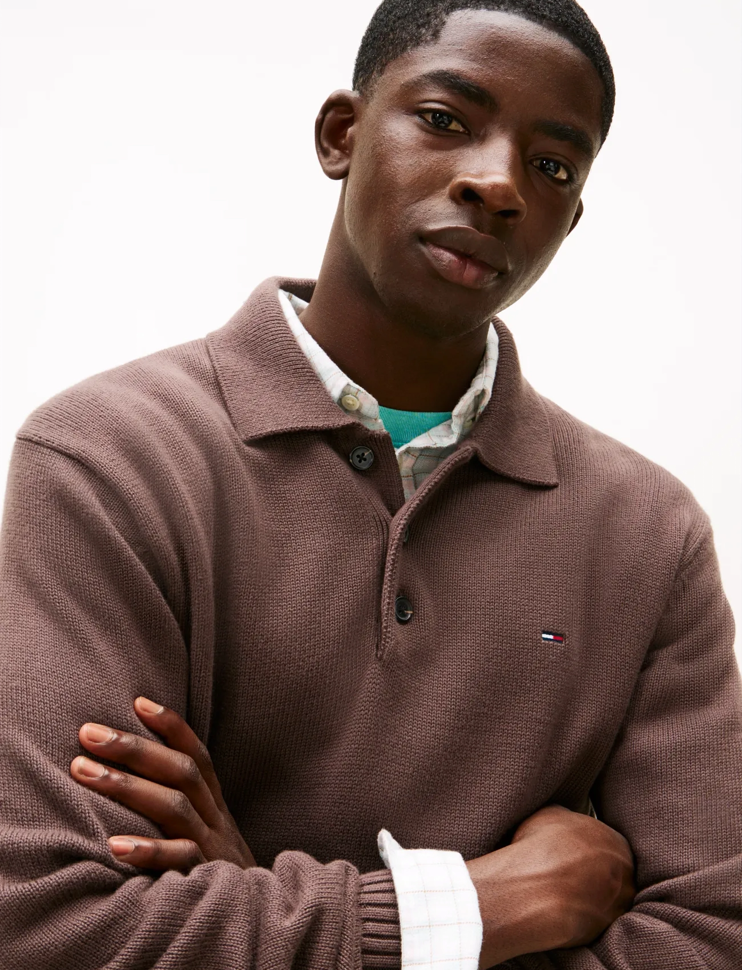 Tommy Jeans - TJM SLIM ESSENTIAL POLO SWTR EXT - poloer i strik med lange ærmer - black walnut - 4