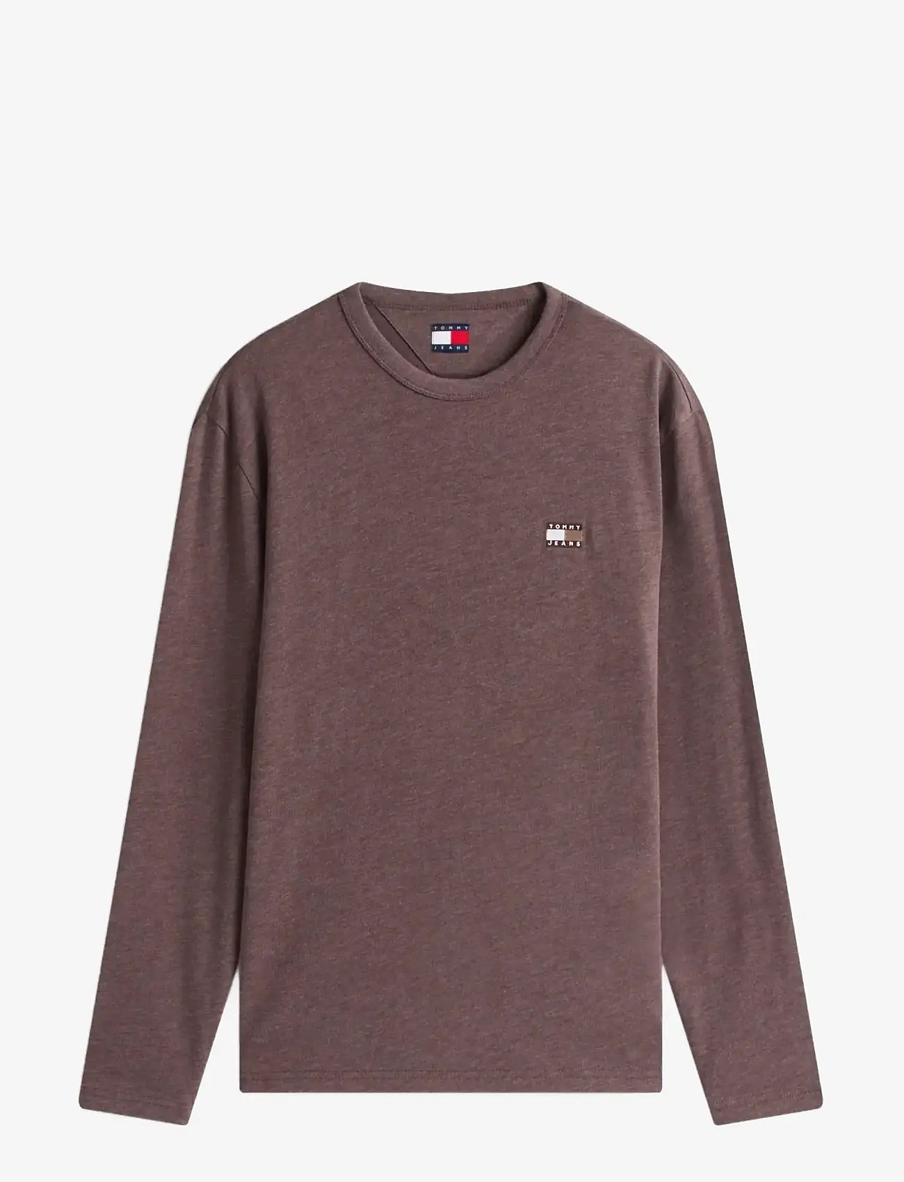 Tommy Jeans - TJM REG BADGE TEE LS EXT - långärmade t-shirts - black walnut htr - 1