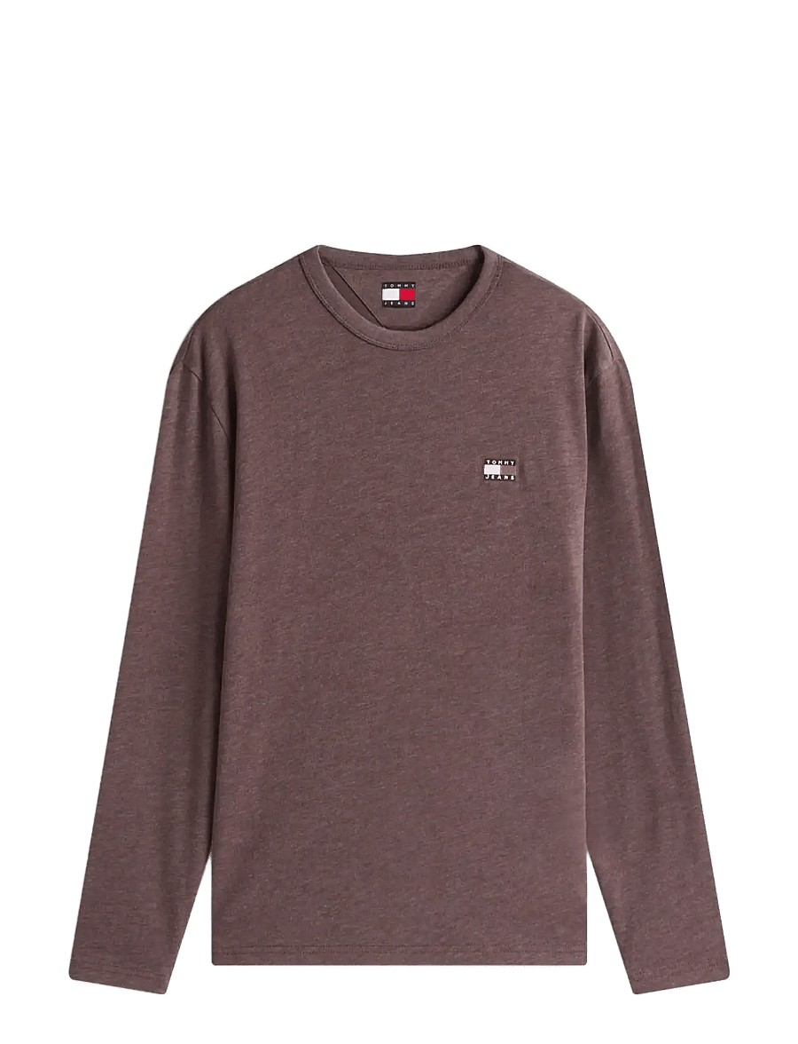 Tommy Jeans - TJM REG BADGE TEE LS EXT - pikkade varrukatega t-särgid - black walnut htr - 1