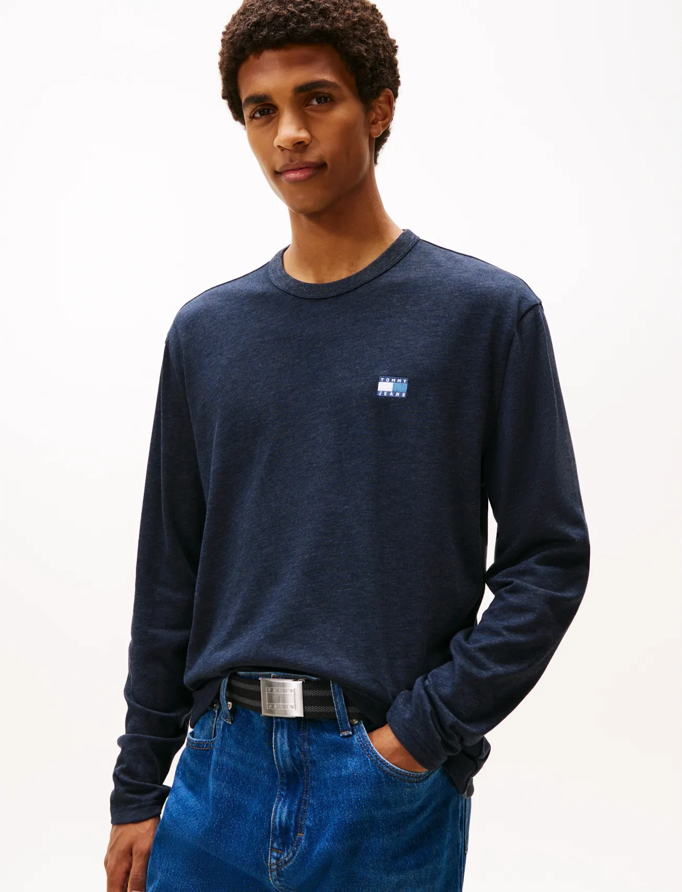 Tommy Jeans TJM REG BADGE TEE LS EXT - Deals - DARK NIGHT NAVY HTR / navy