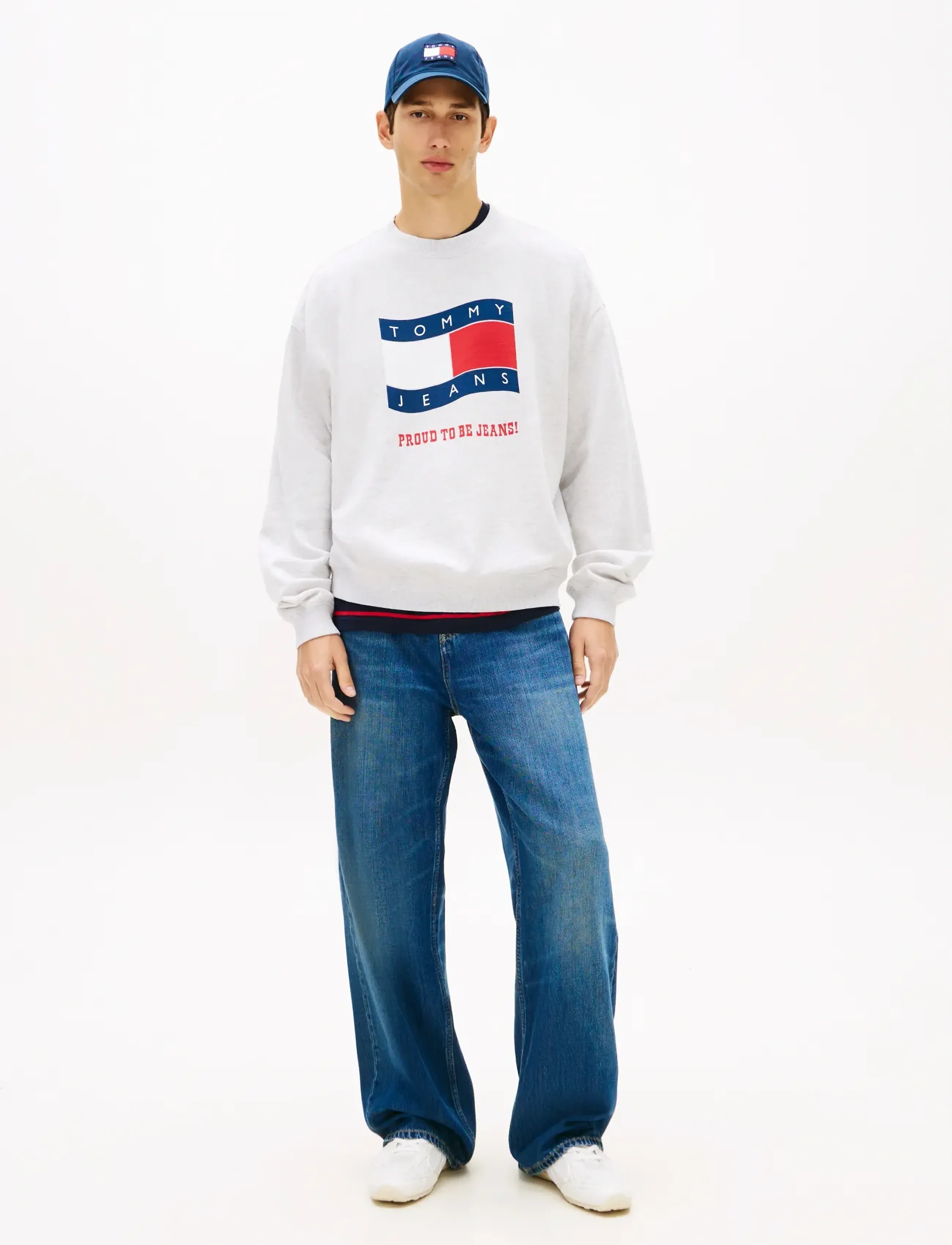 Tommy Jeans - TJM 90S WAVY FLAG CREW EXT - shop efter stil - ice grey heather - 3