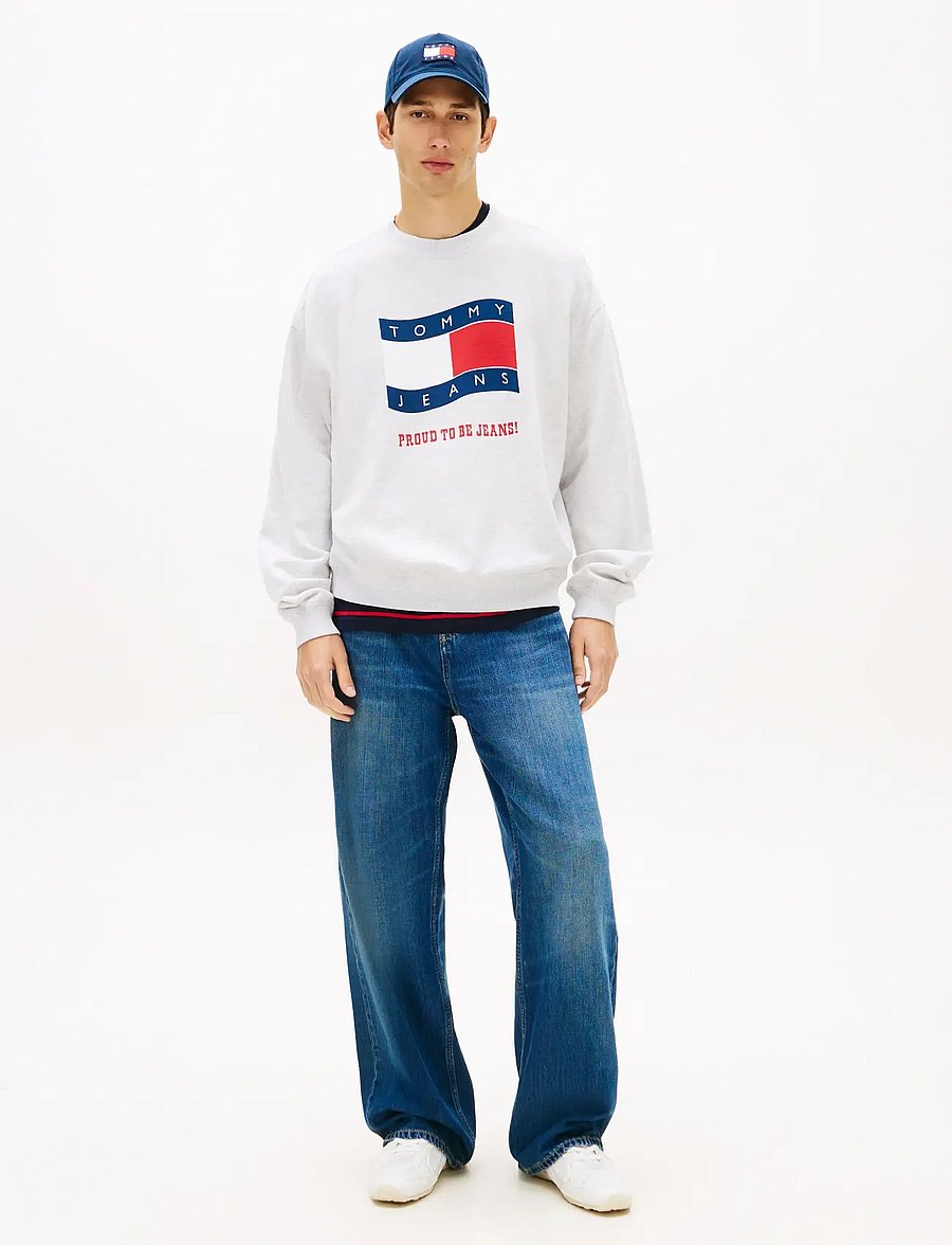 Tommy Jeans - TJM 90S WAVY FLAG CREW EXT - shop efter stil - ice grey heather - 3