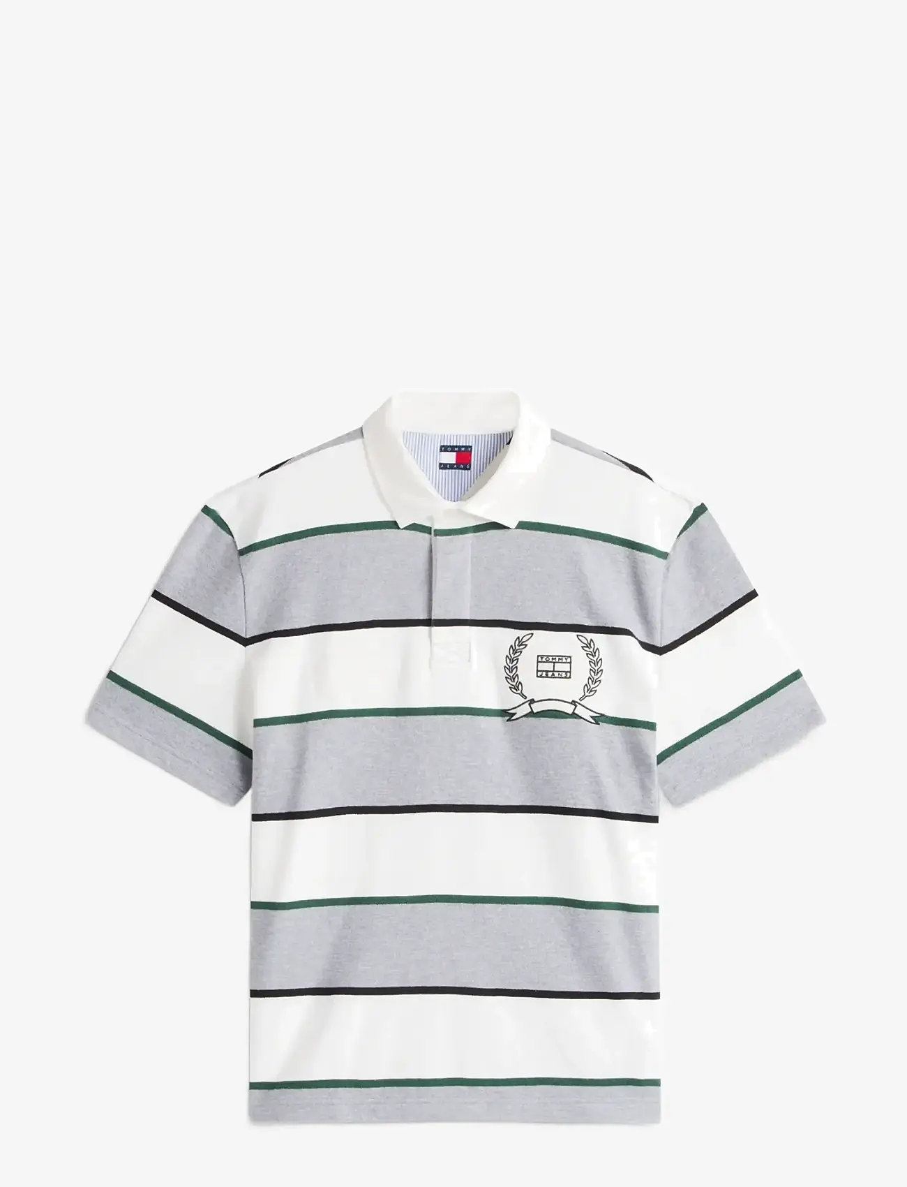 Tommy Jeans - TJM RLX SS STRIPE  SS RUGBY EXT - lühikeste varrukatega polod - grey htr stripe - 1