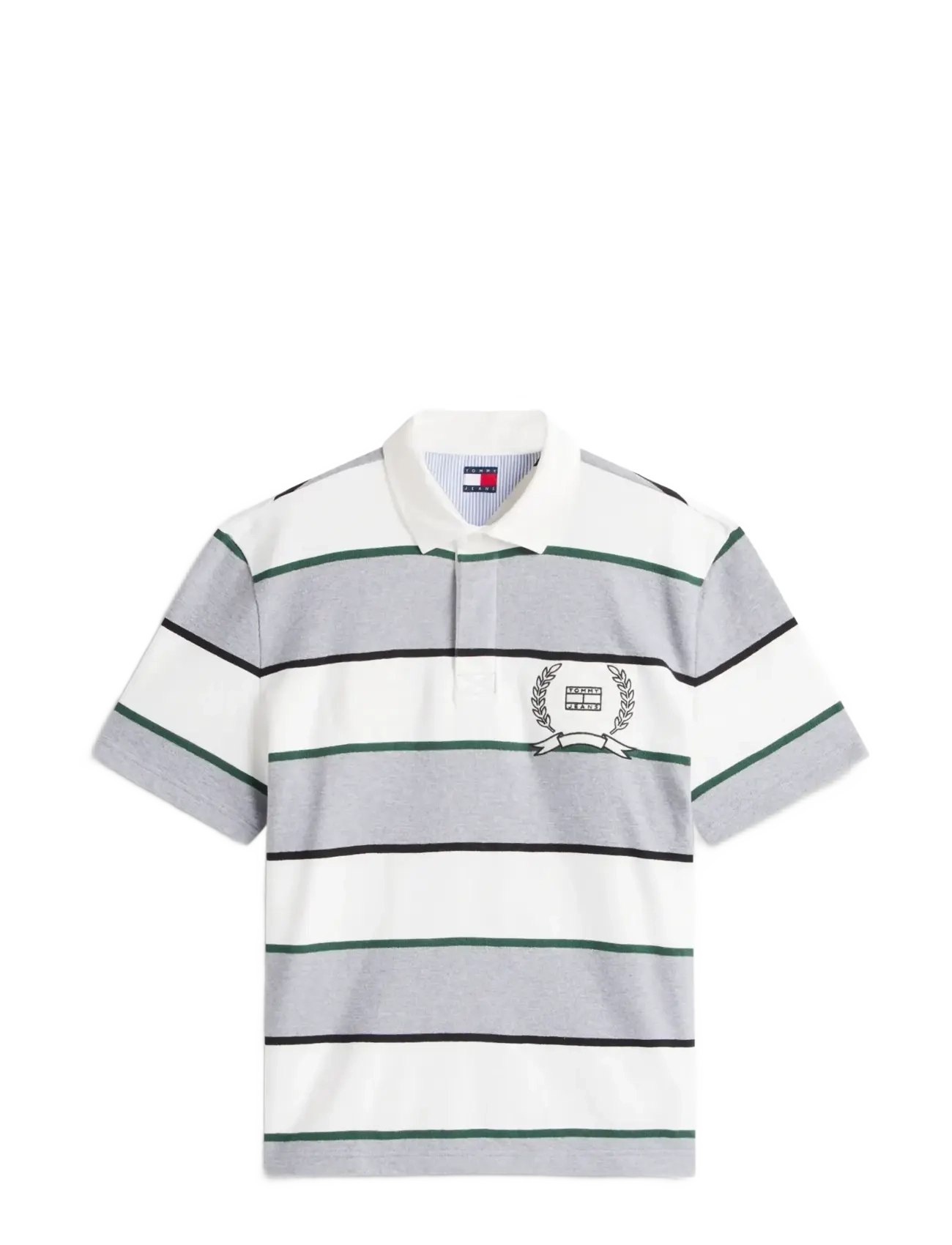 Tommy Jeans TJM RLX SS STRIPE  SS RUGBY EXT - Poloer - GREY HTR STRIPE / grey