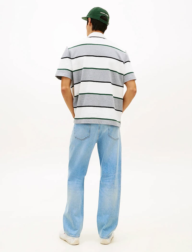 Tommy Jeans - TJM RLX SS STRIPE SS RUGBY EXT - lühikeste varrukatega polod - grey htr stripe - 2