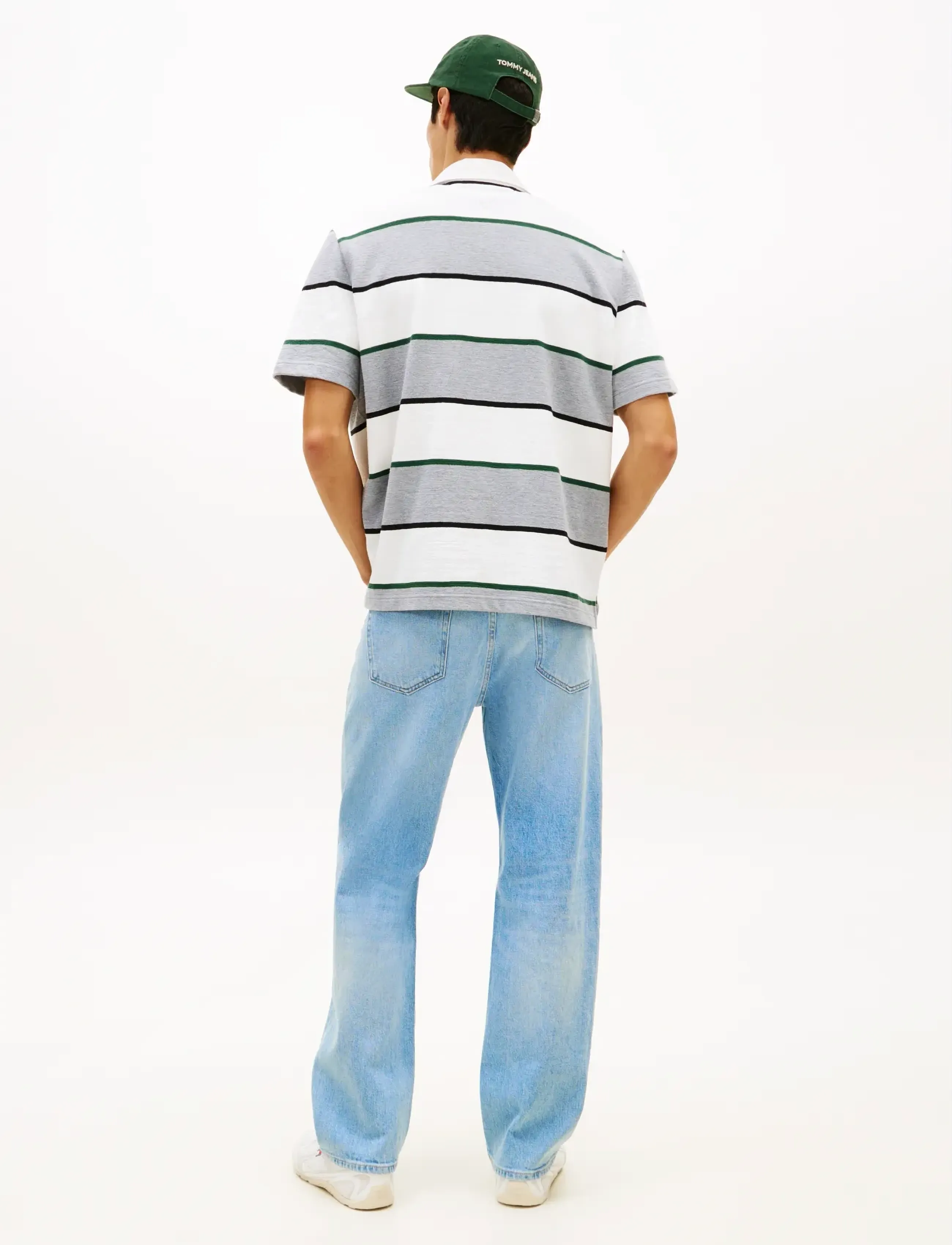 Tommy Jeans - TJM RLX SS STRIPE  SS RUGBY EXT - kortærmede poloer - grey htr stripe - 2