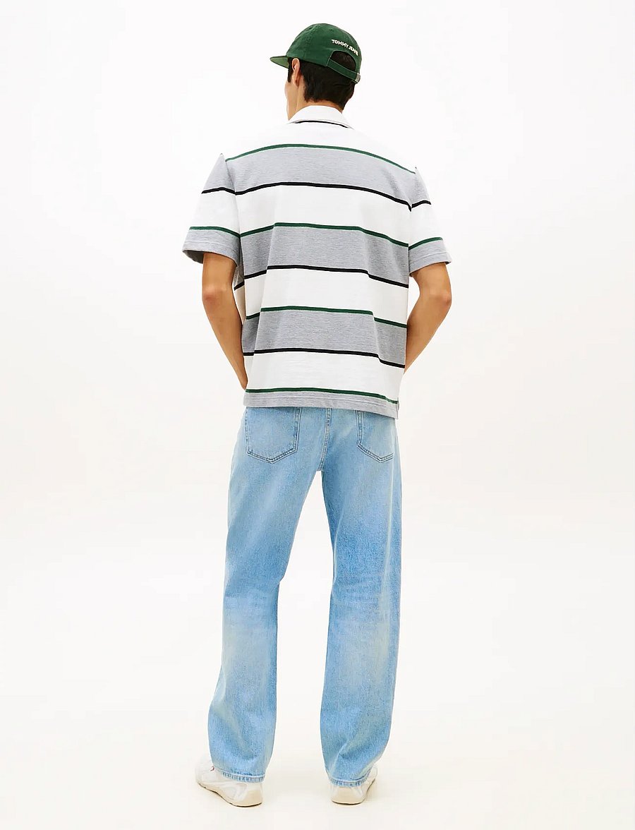 Tommy Jeans - TJM RLX SS STRIPE SS RUGBY EXT - kortærmede poloer - grey htr stripe - 2