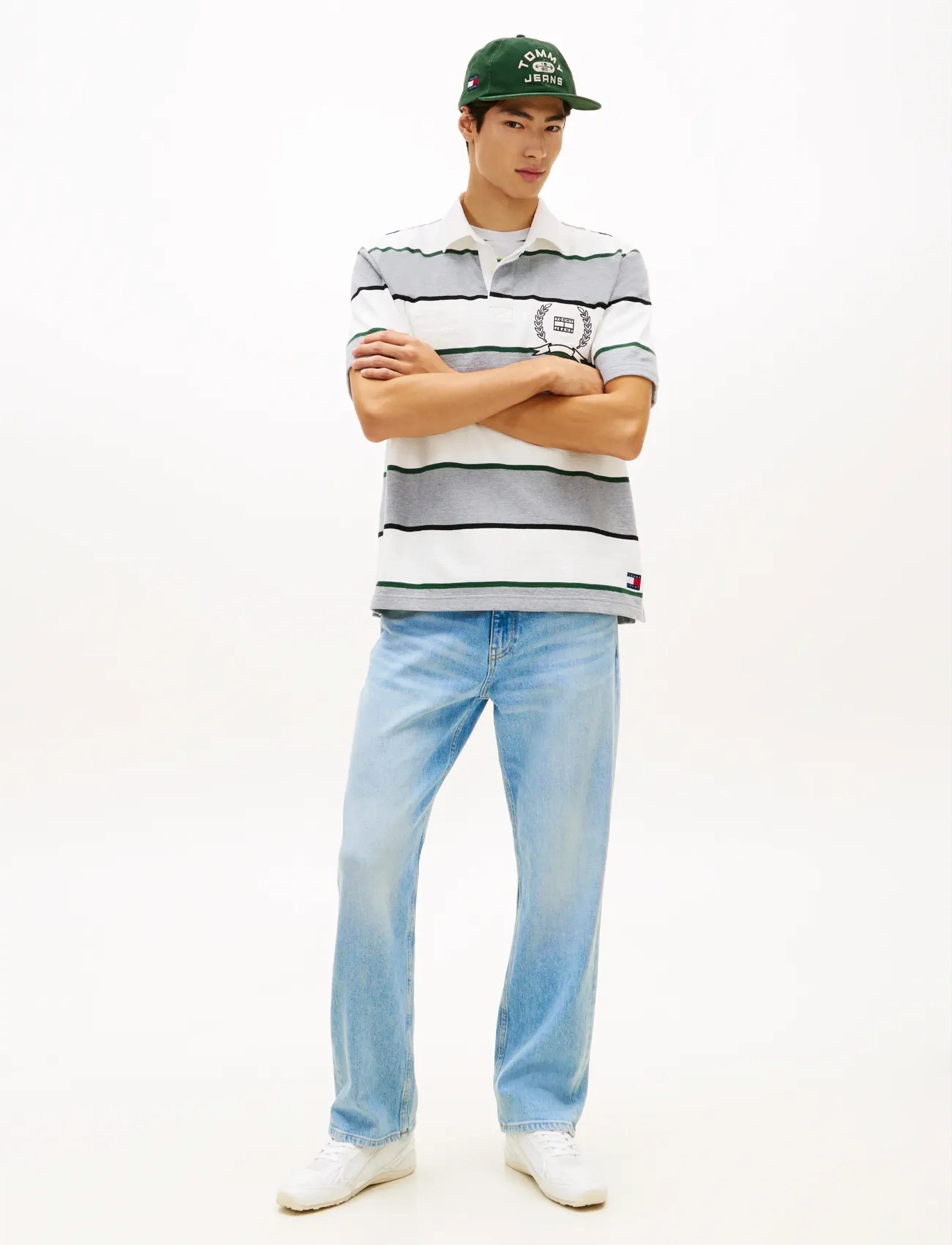 Tommy Jeans - TJM RLX SS STRIPE  SS RUGBY EXT - kortærmede poloer - grey htr stripe - 3