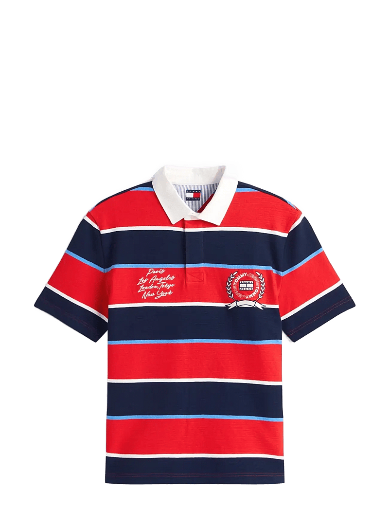 Tommy Jeans - TJM RLX SS STRIPE SS RUGBY EXT - kortærmede poloer - rapid red stripe - 1