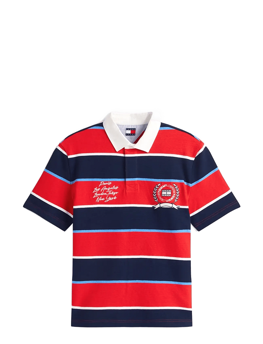 Tommy Jeans - TJM RLX SS STRIPE SS RUGBY EXT - lühikeste varrukatega polod - rapid red stripe - 1