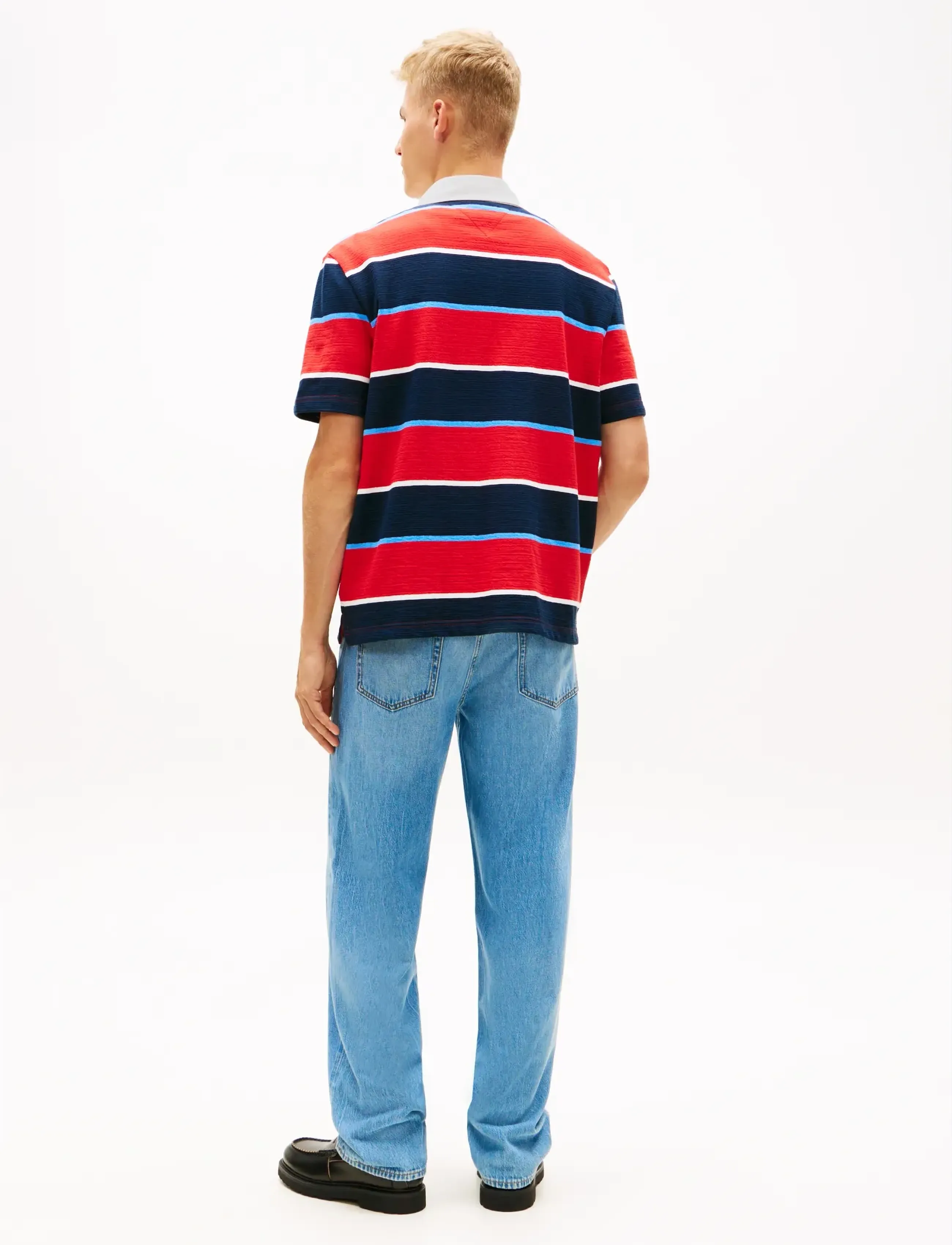 Tommy Jeans - TJM RLX SS STRIPE  SS RUGBY EXT - stutterma pólóbolir - rapid red stripe - 2
