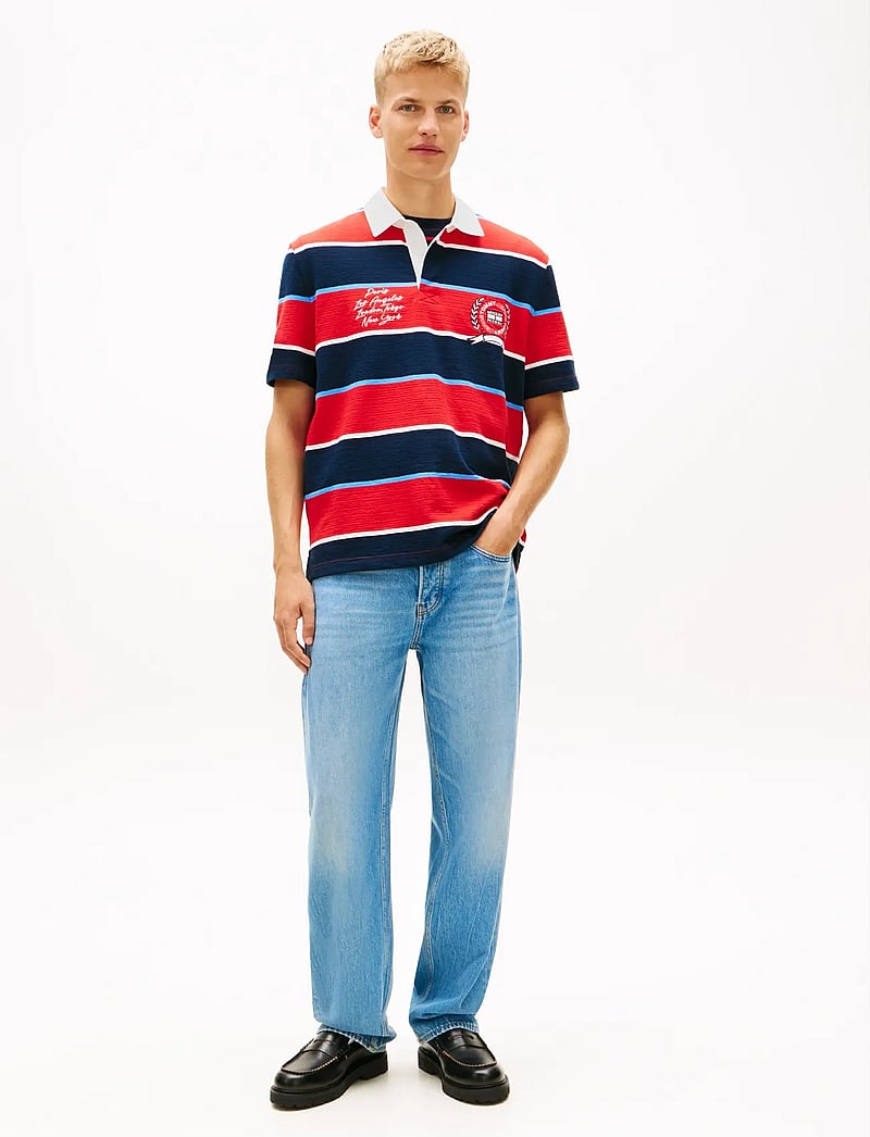 Tommy Jeans - TJM RLX SS STRIPE SS RUGBY EXT - kortærmede poloer - rapid red stripe - 3
