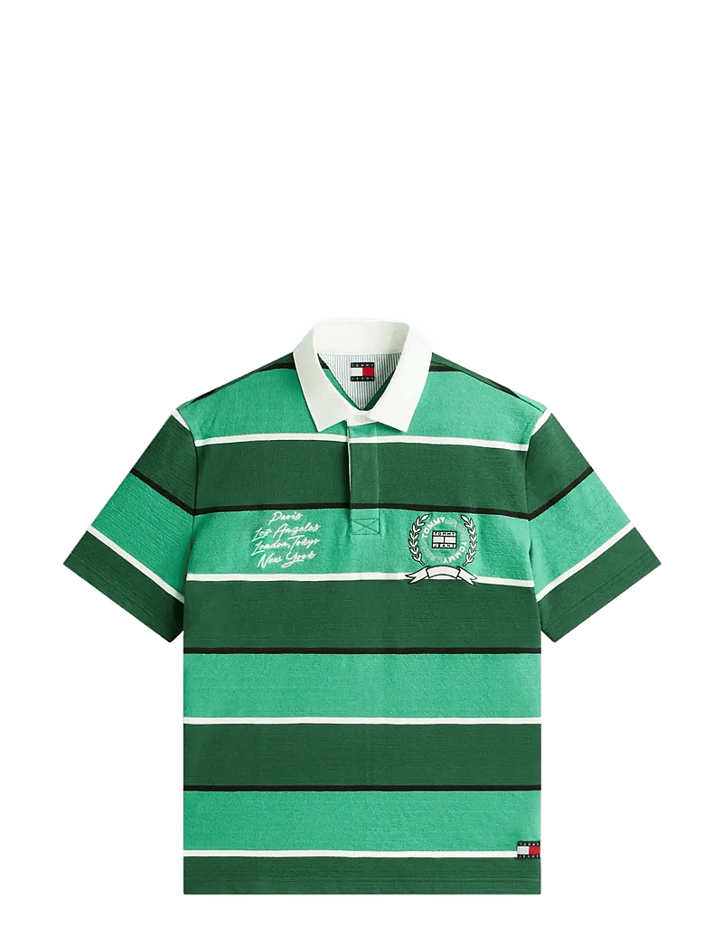 Tommy Jeans - TJM RLX SS STRIPE SS RUGBY EXT - kortærmede poloer - shadow pine stripe - 1