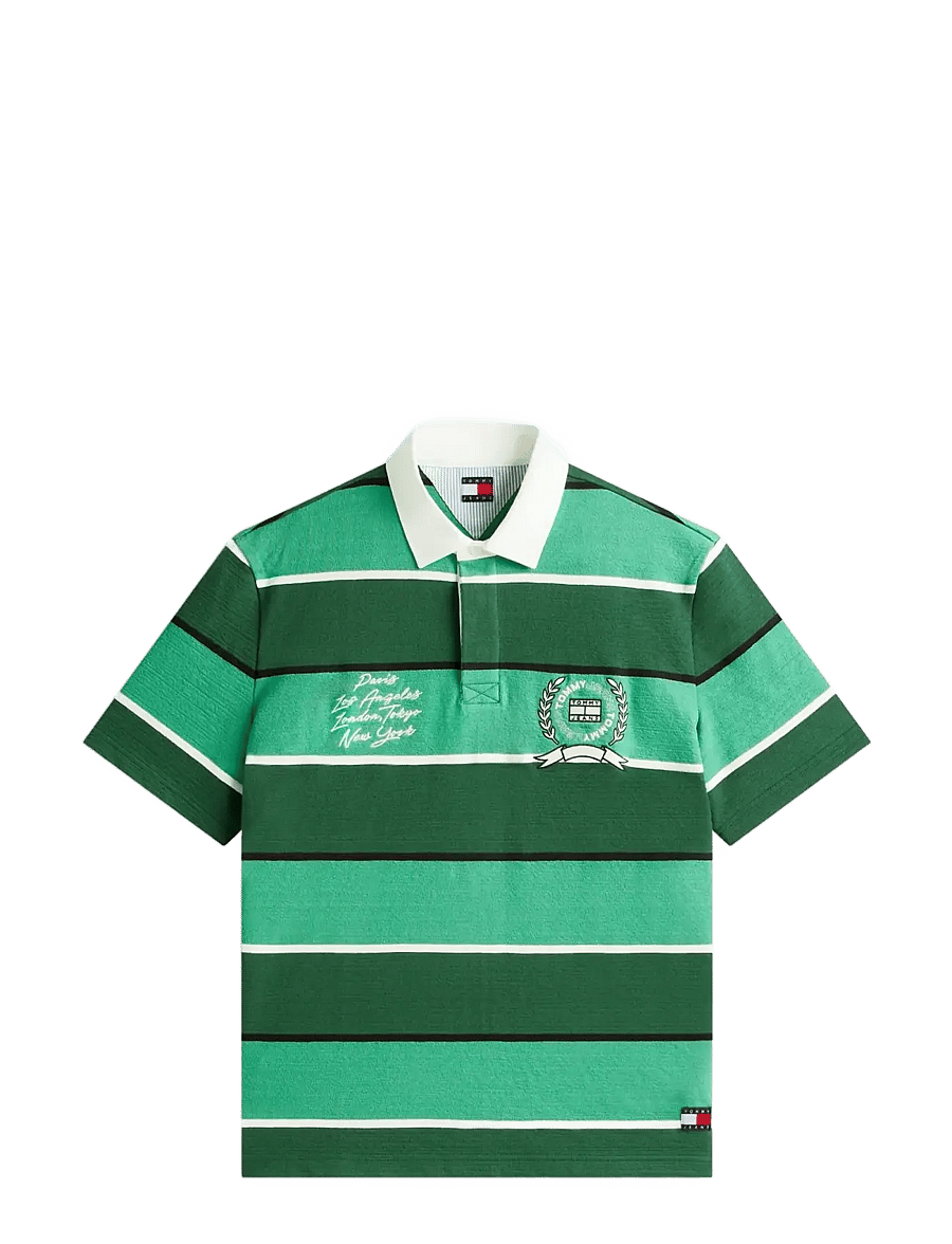 Tommy Jeans - TJM RLX SS STRIPE SS RUGBY EXT - lühikeste varrukatega polod - shadow pine stripe - 1