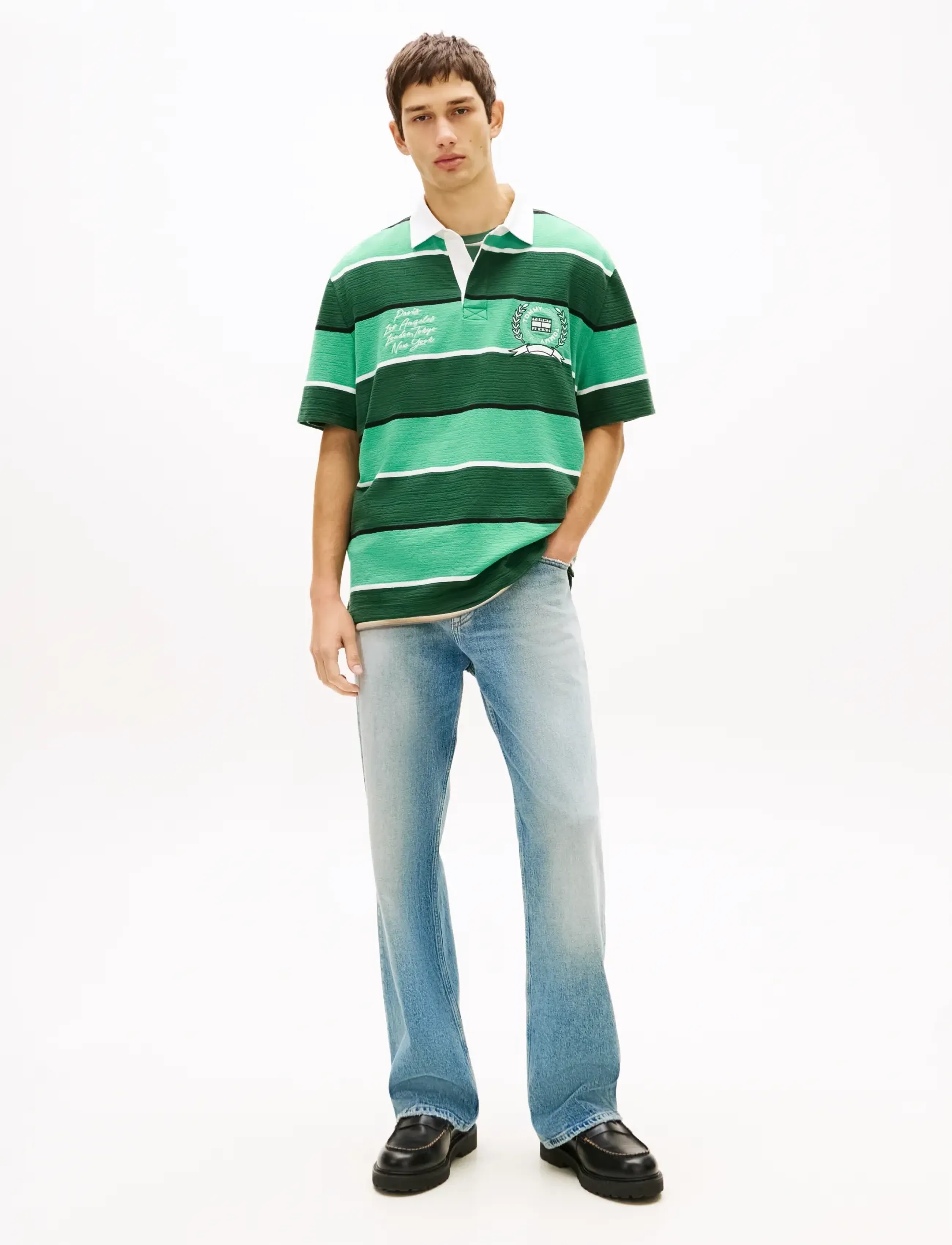 Tommy Jeans - TJM RLX SS STRIPE  SS RUGBY EXT - lühikeste varrukatega polod - shadow pine stripe - 3