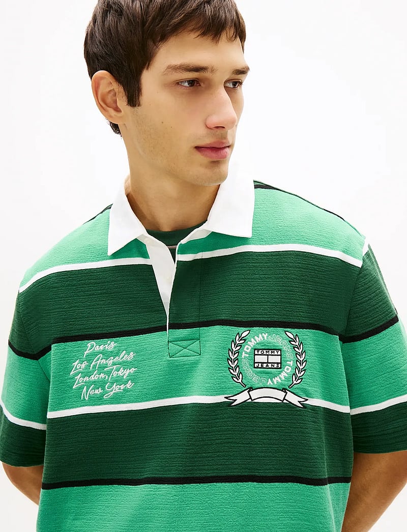 Tommy Jeans - TJM RLX SS STRIPE SS RUGBY EXT - kortærmede poloer - shadow pine stripe - 4