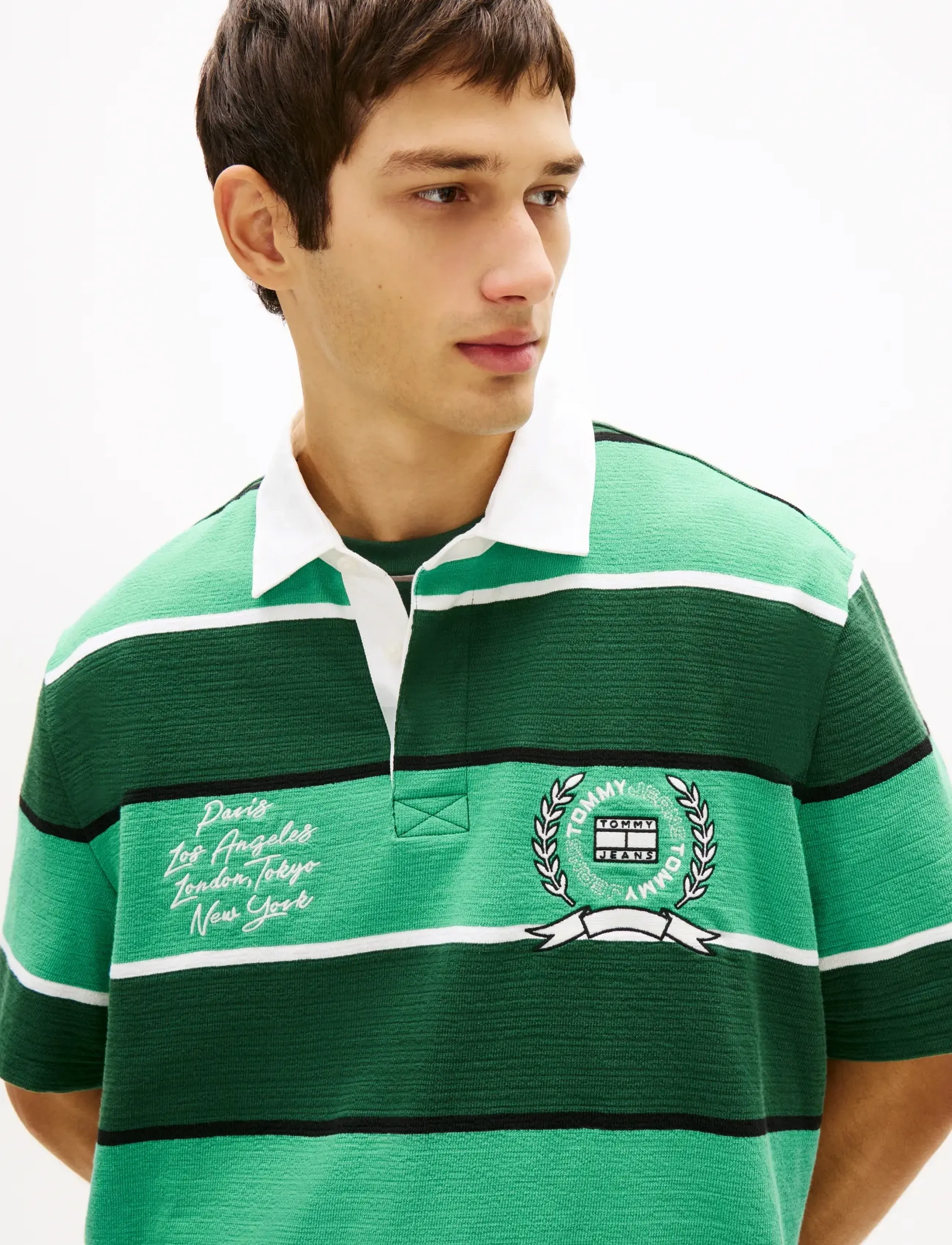 Tommy Jeans - TJM RLX SS STRIPE  SS RUGBY EXT - lühikeste varrukatega polod - shadow pine stripe - 4