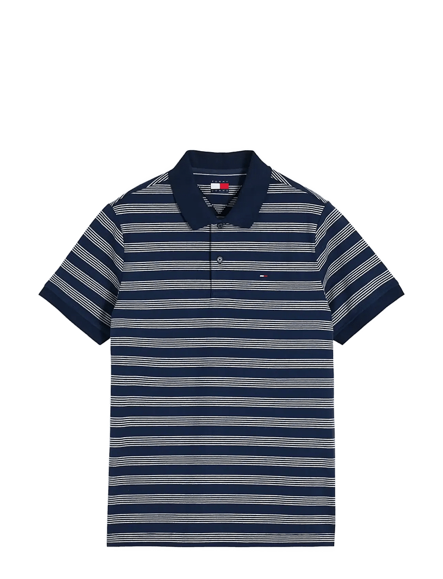 Tommy Jeans - TJM REG STRIPE POLO EXT - short-sleeved polos - dark blue stripe - 1
