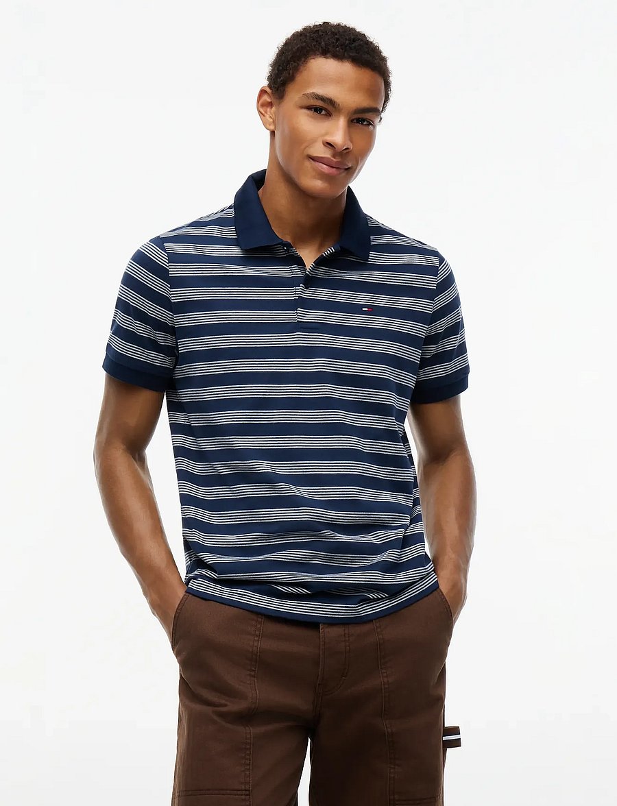 Tommy Jeans - TJM REG STRIPE POLO EXT - short-sleeved polos - dark blue stripe - 0