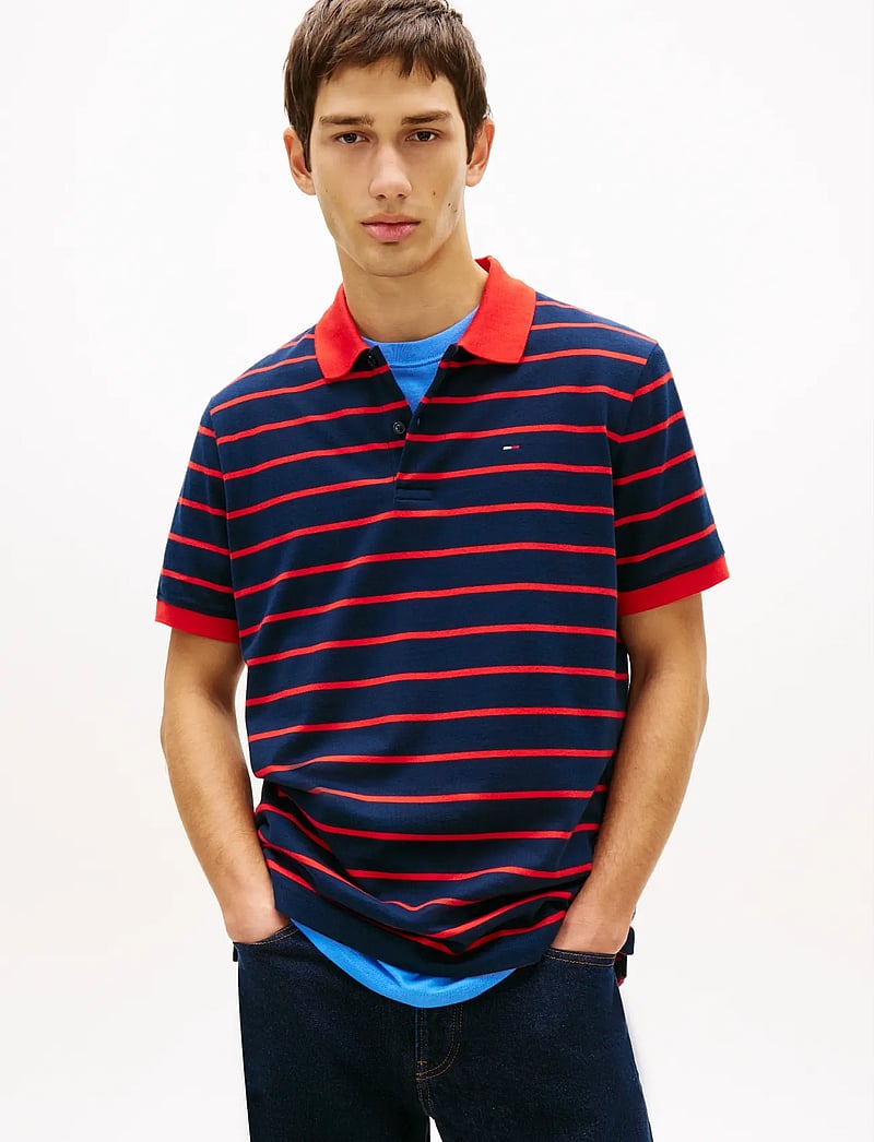 Tommy Jeans - TJM REG STRIPE POLO EXT - kortärmade pikéer - dark night navy - 0