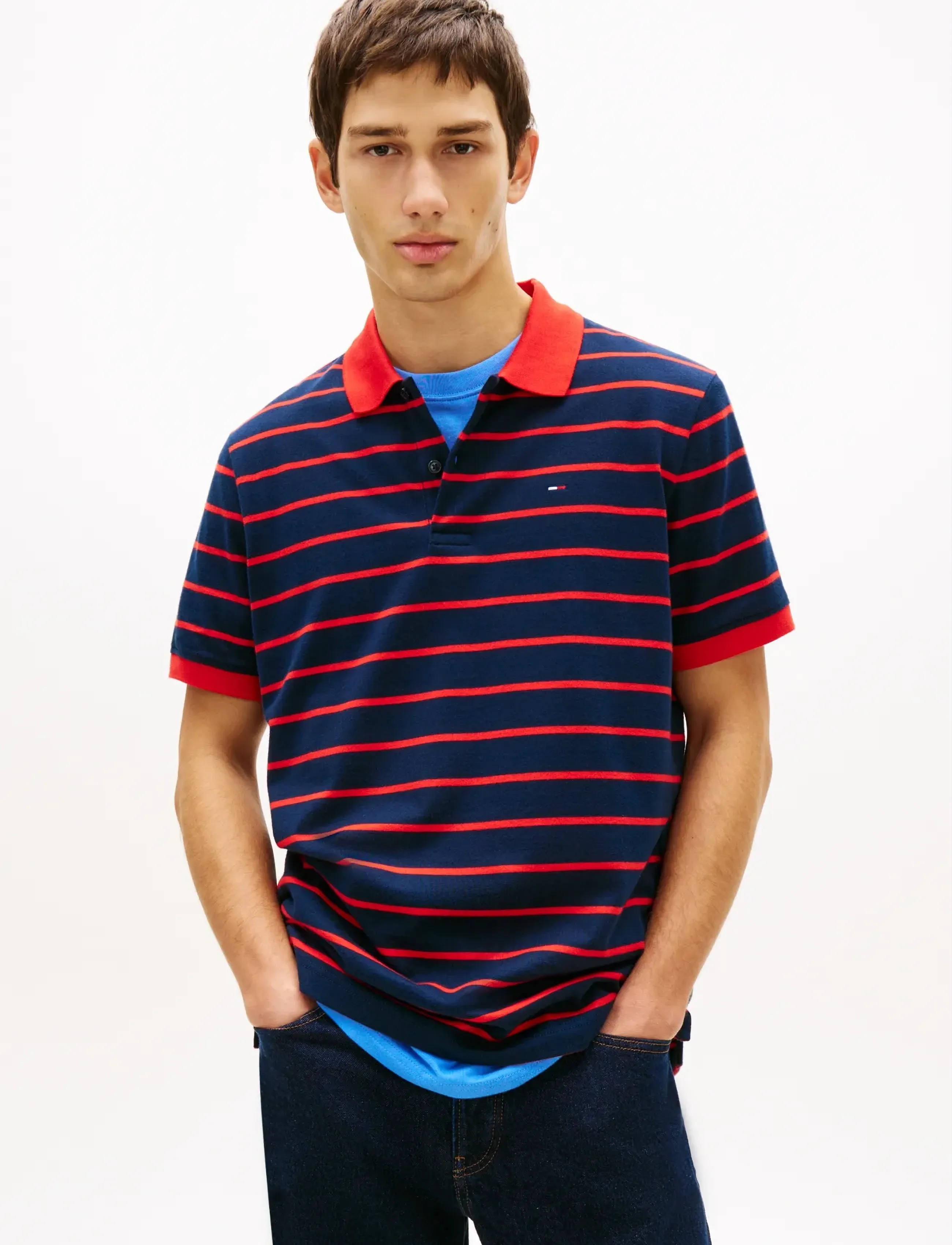 Tommy Jeans TJM REG STRIPE POLO EXT - Kleidung - DARK NIGHT NAVY / navy