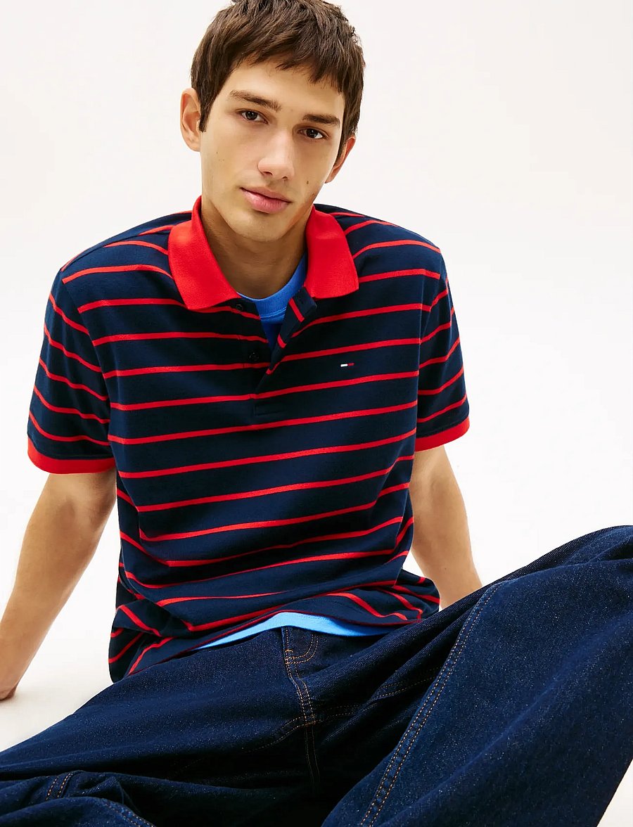 Tommy Jeans - TJM REG STRIPE POLO EXT - polo krekli ar īsām piedurknēm - dark night navy - 4