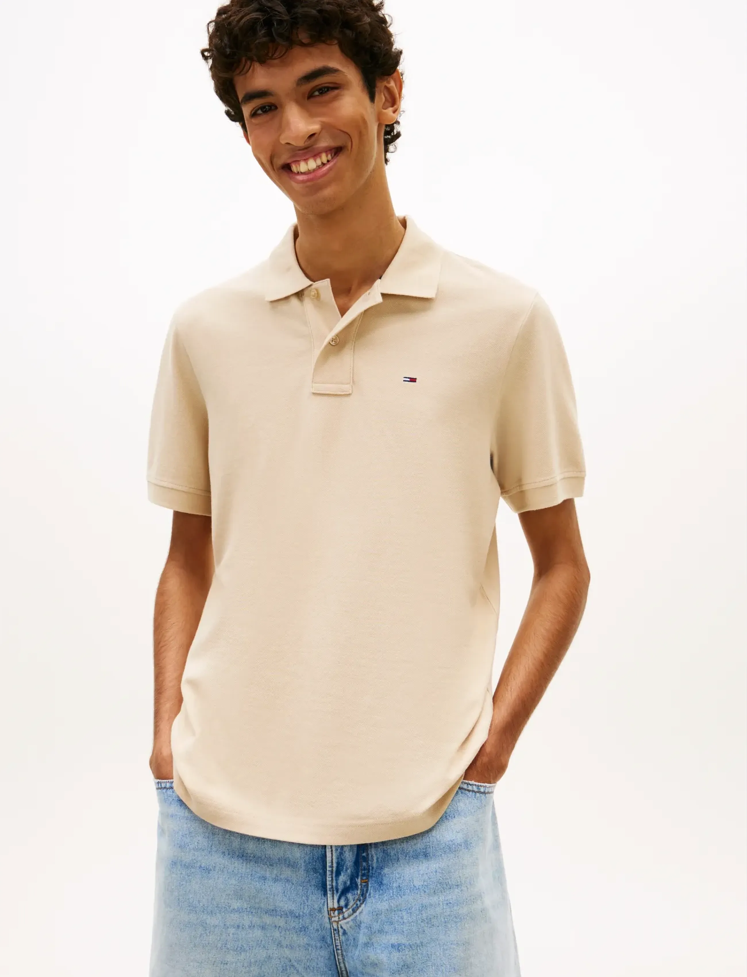 Tommy Jeans TJM REG ESS POLO EXT - Kurzärmelig - WHITE CLAY / beige