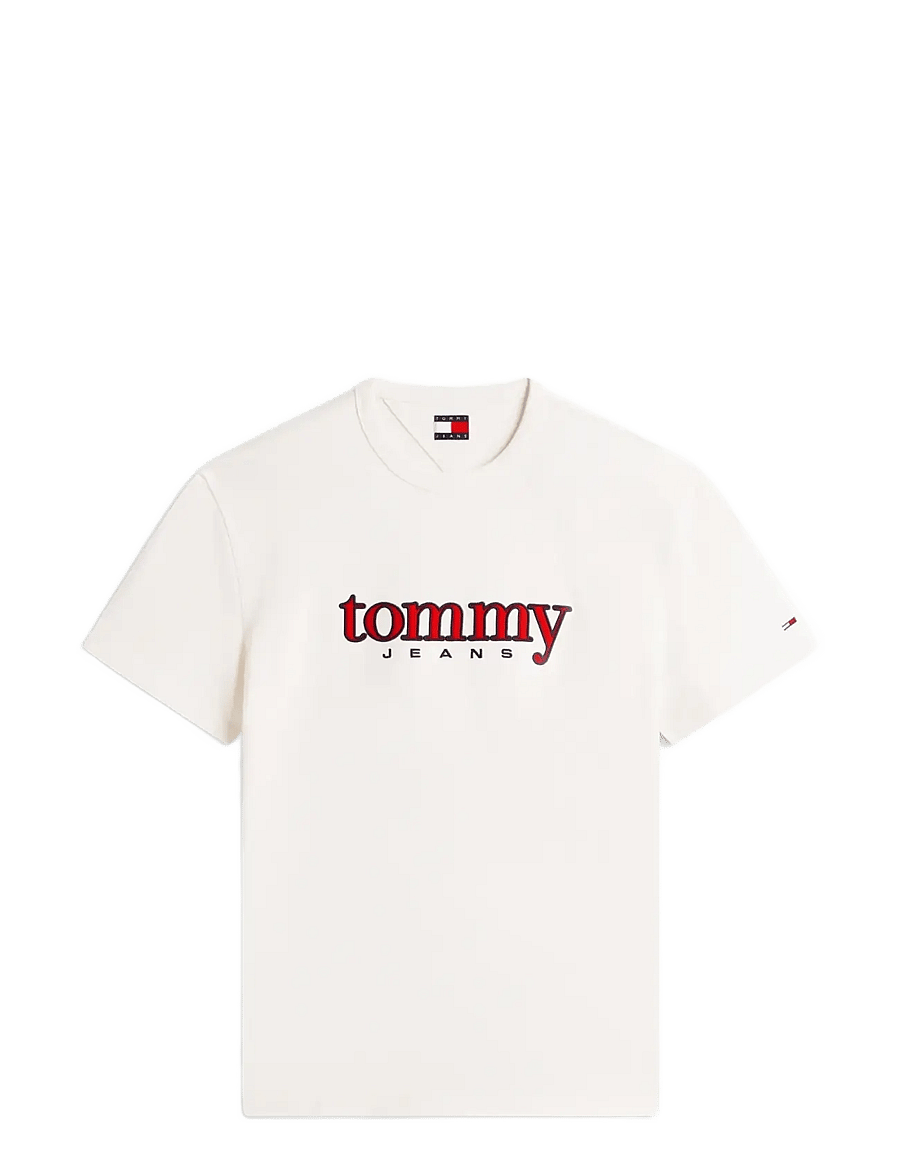 Tommy Jeans - TJM REG APPLIQ GRAPHIC SS T EXT - kurzärmelige t-shirts - ancient white - 1