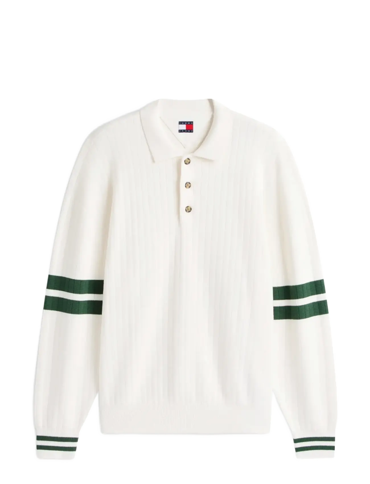 Tommy Jeans TJM  90S CBLOCK KNITTED POLO - Nyheter - ANCIENT WHITE / green