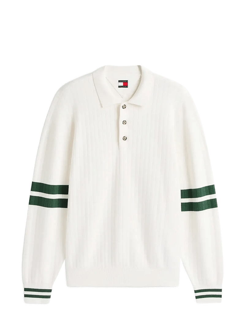 Tommy Jeans - TJM 90S CBLOCK KNITTED POLO - polostrik - ancient white - 1