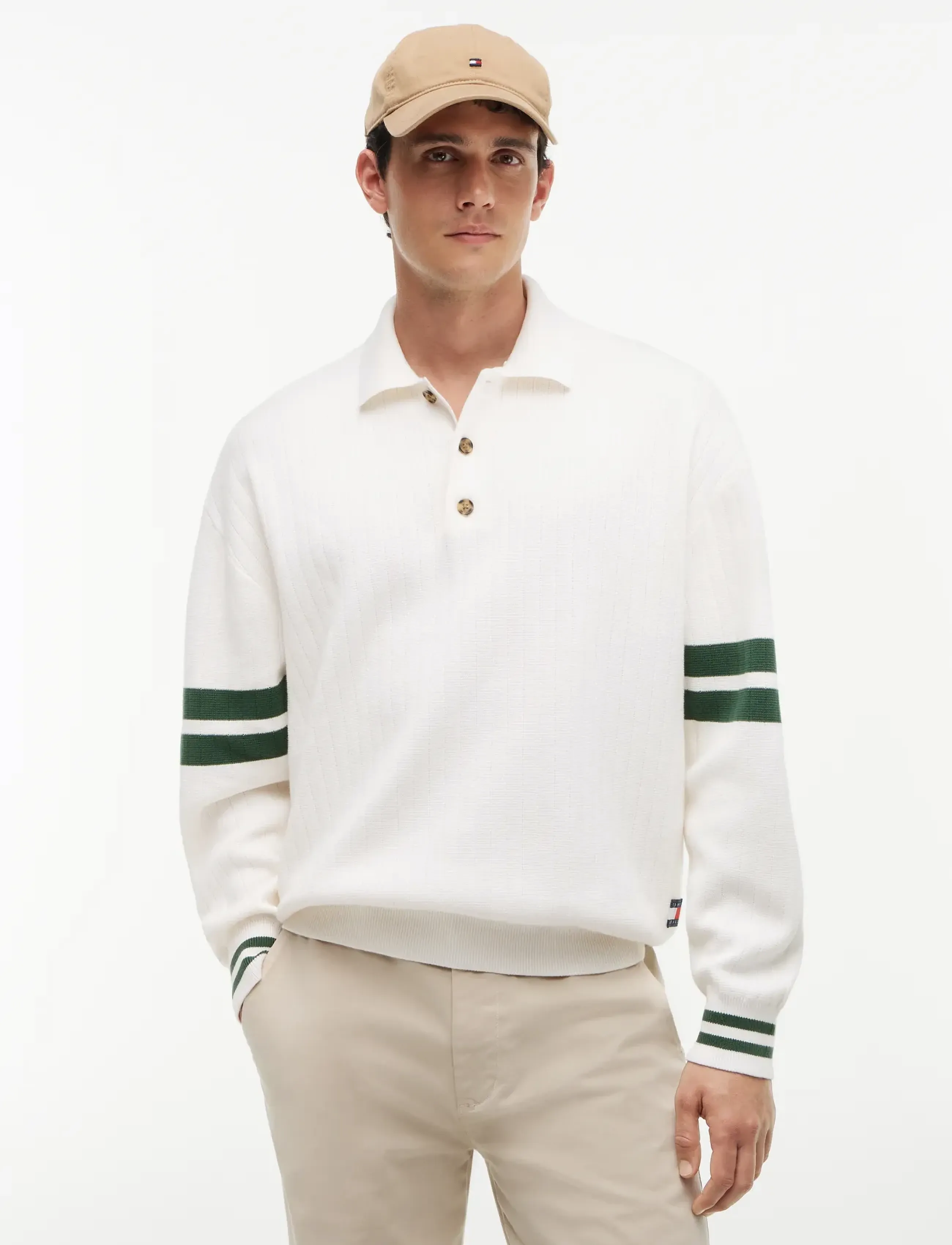 Tommy Jeans - TJM  90S CBLOCK KNITTED POLO - ancient white - 0