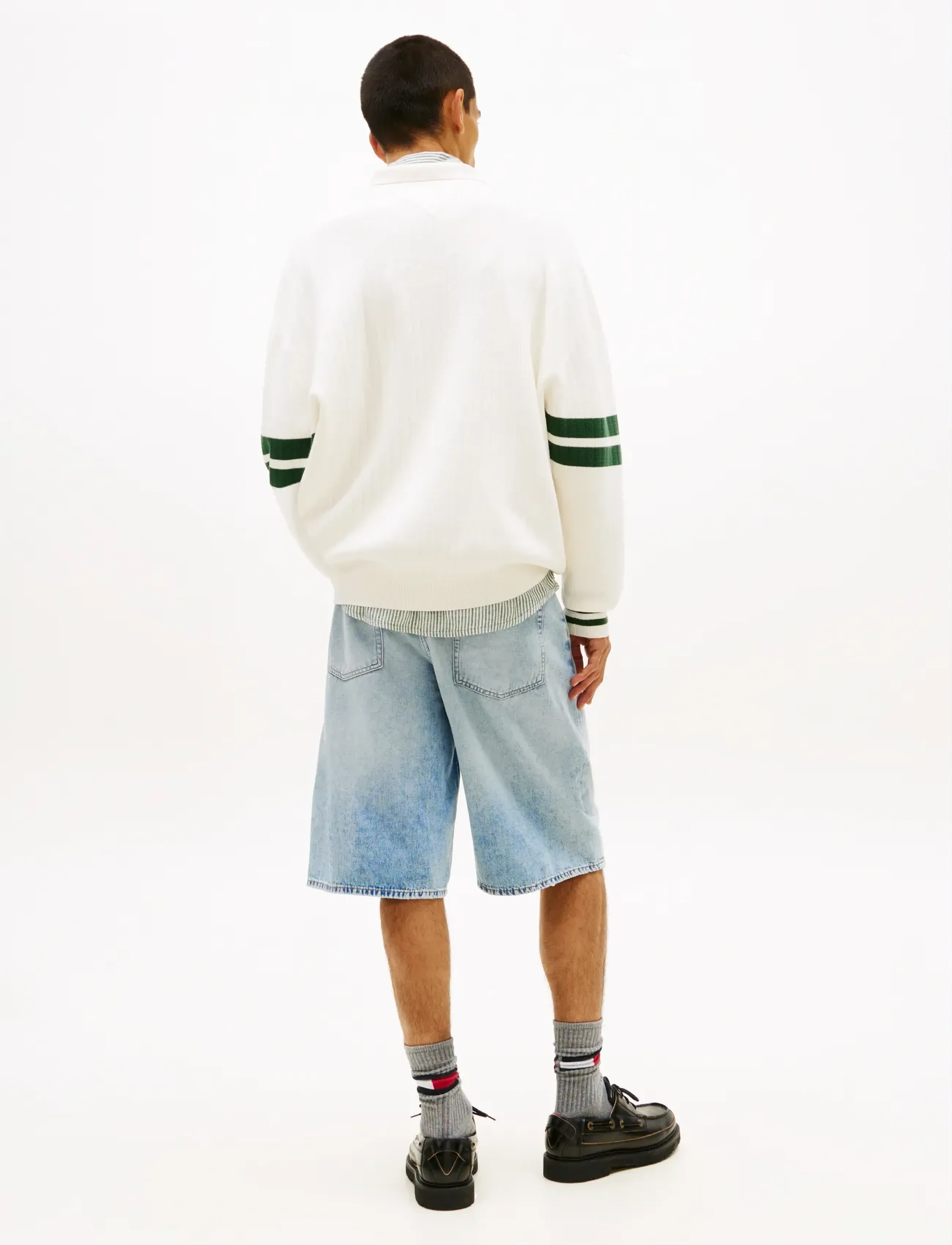 Tommy Jeans - TJM  90S CBLOCK KNITTED POLO - poloer i strik med lange ærmer - ancient white - 2
