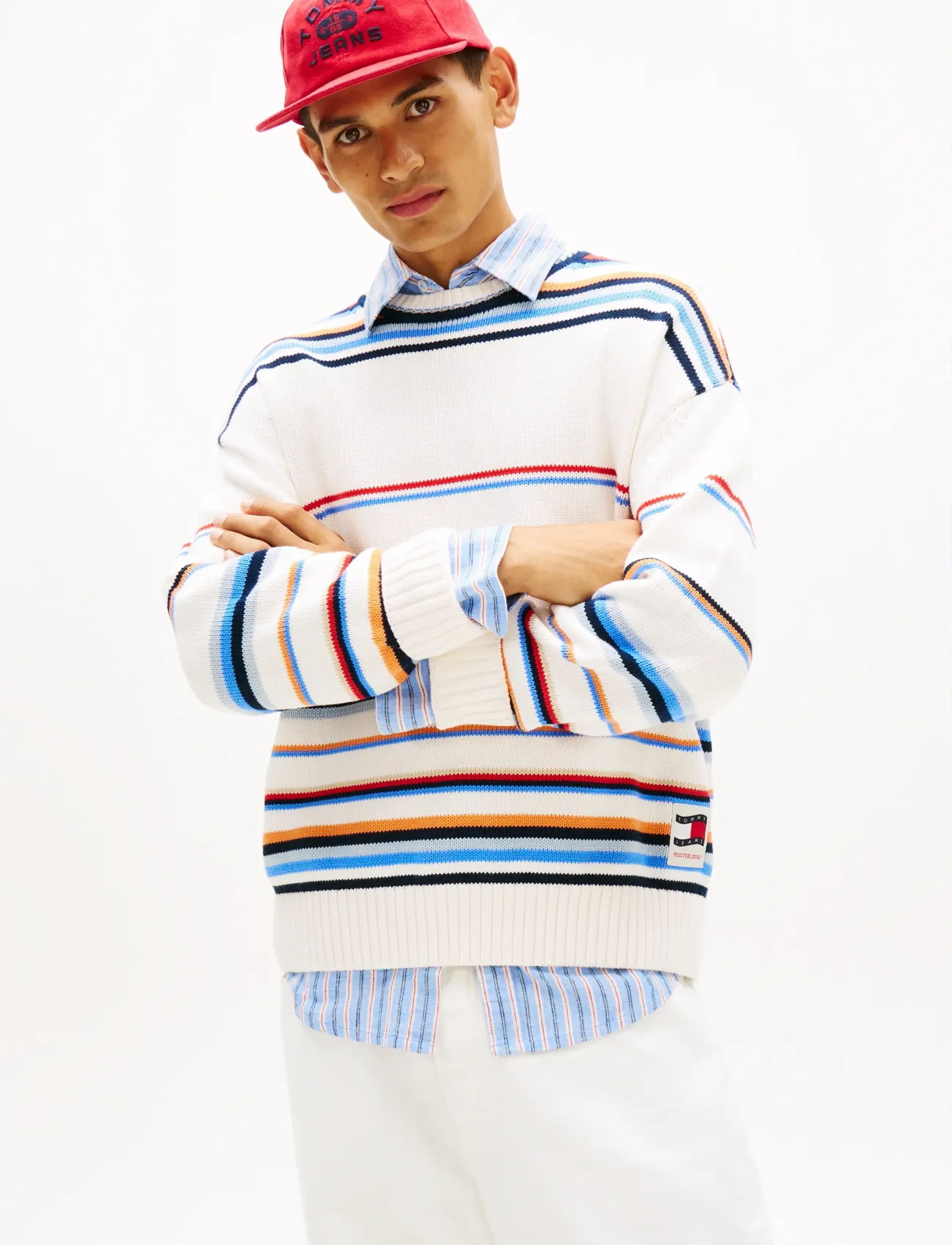 Tommy Jeans TJM 90S MULTI STRIPES SWEATER - Tommy Hilfiger - ANCIENT WHITE MULTI / multi