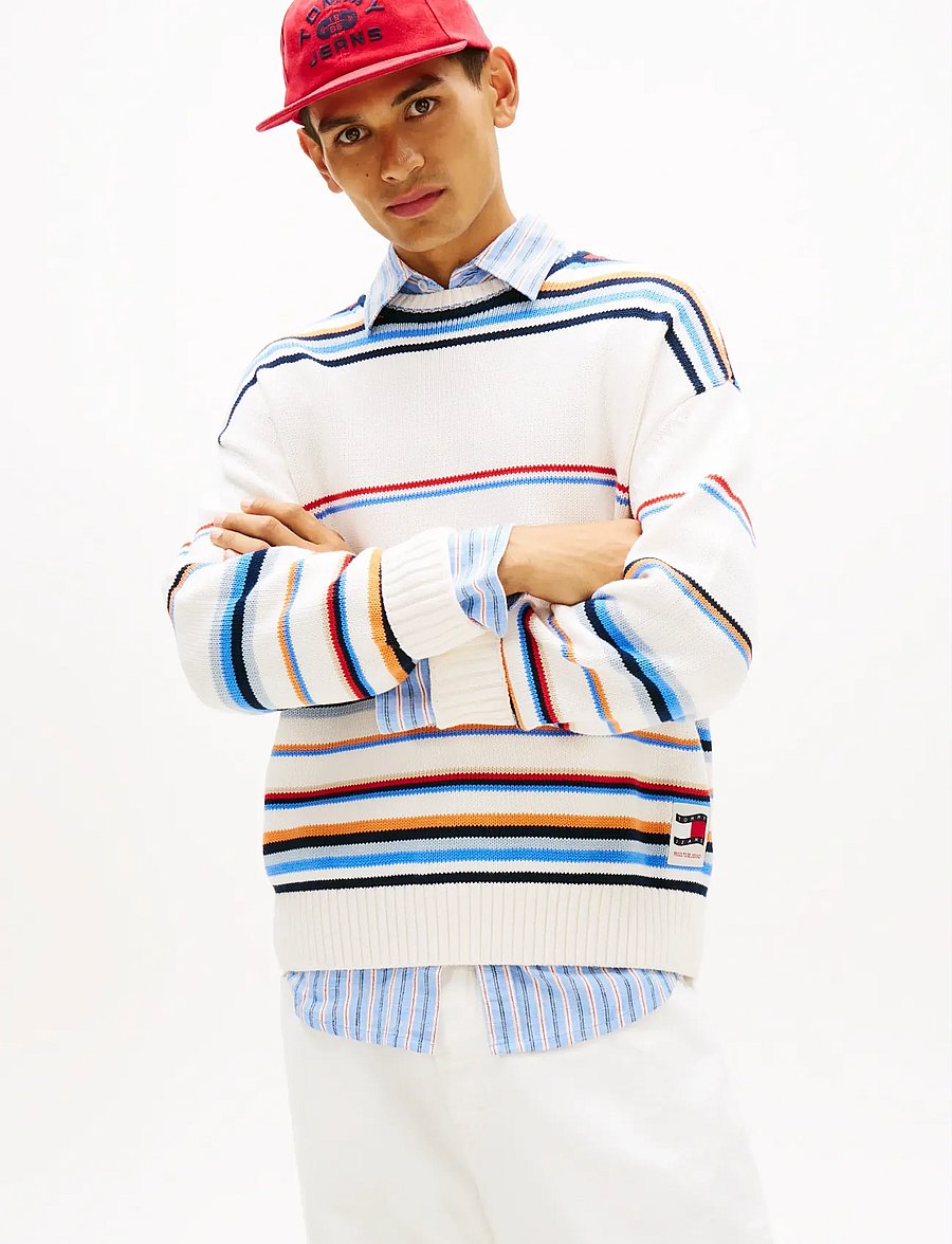 Tommy Jeans - TJM 90S MULTI STRIPES SWEATER - round necks - ancient white multi - 0