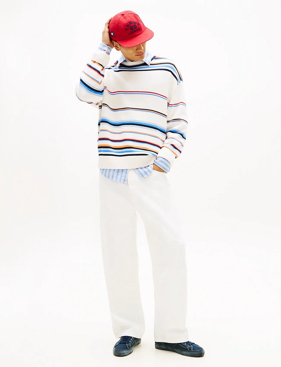 Tommy Jeans - TJM 90S MULTI STRIPES SWEATER - round necks - ancient white multi - 3