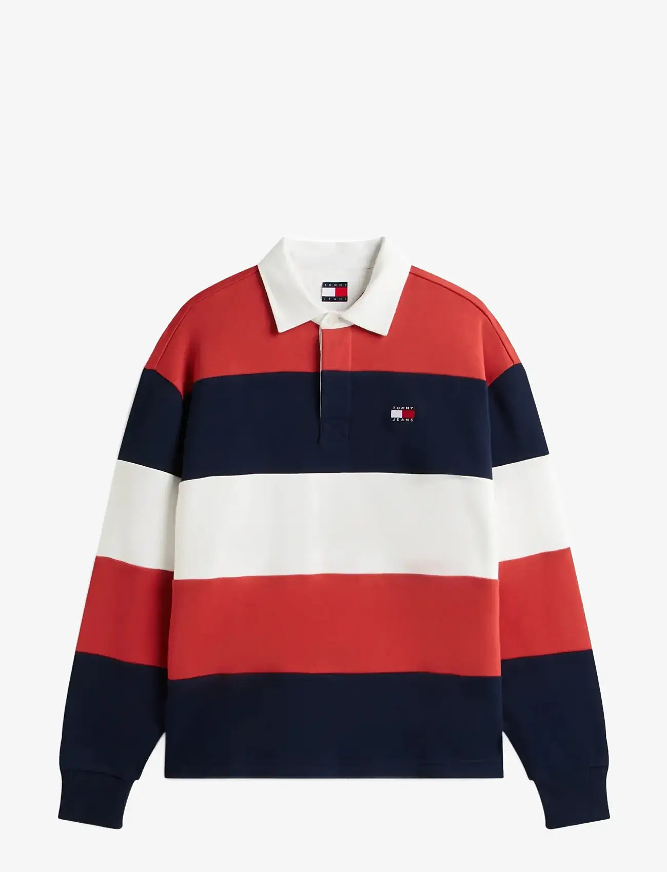 Tommy Jeans - TJM RLX BADGE STRIPE RUGBY - polostrik - d n navy   terracotta red   ecru - 1