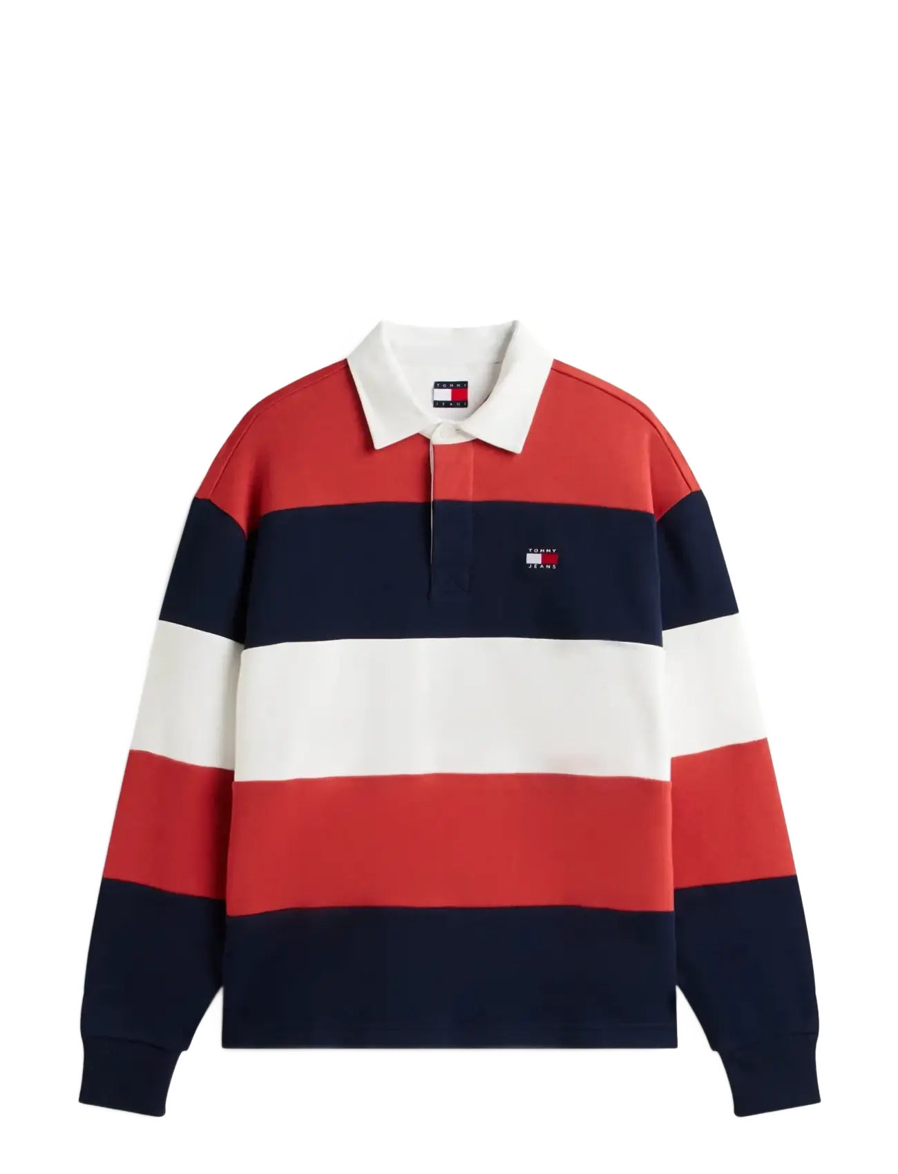 TJM RLX BADGE STRIPE RUGBY - D N NAVY   TERRACOTTA RED   ECRU