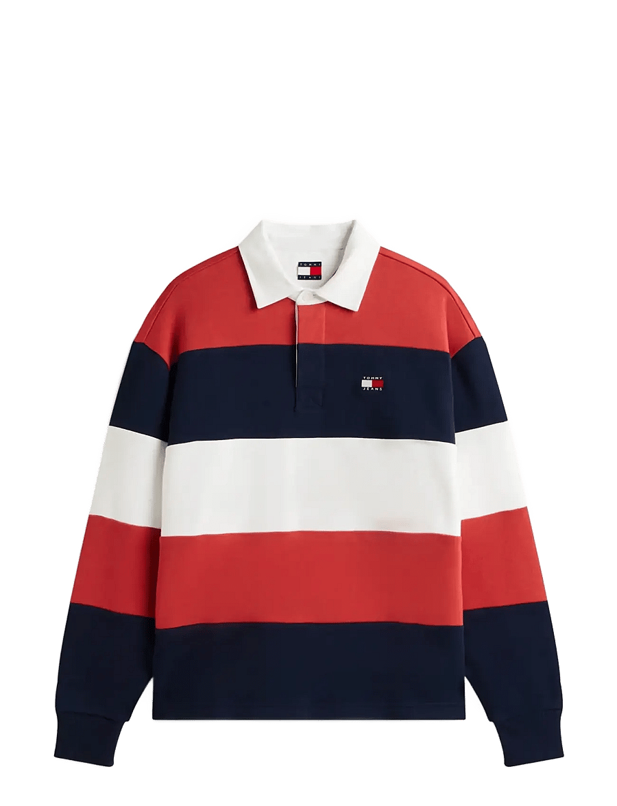 Tommy Jeans - TJM RLX BADGE STRIPE RUGBY - langärmelig - d n navy terracotta red ecru - 1