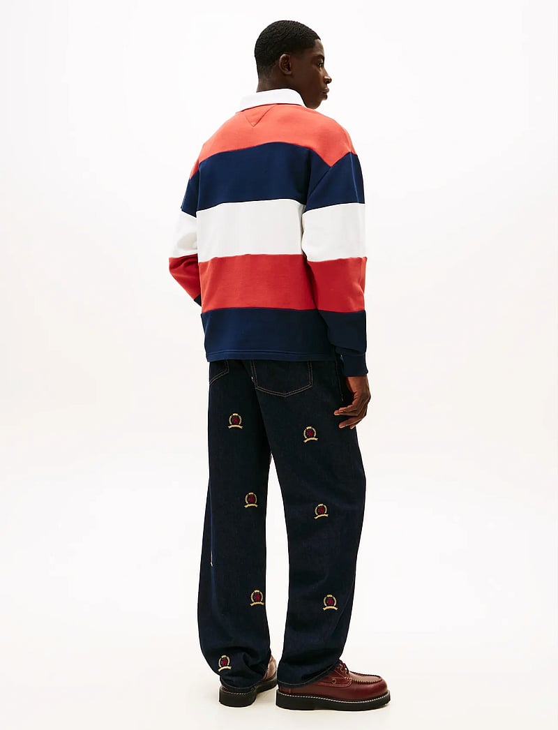 Tommy Jeans - TJM RLX BADGE STRIPE RUGBY - polostrik - d n navy terracotta red ecru - 3