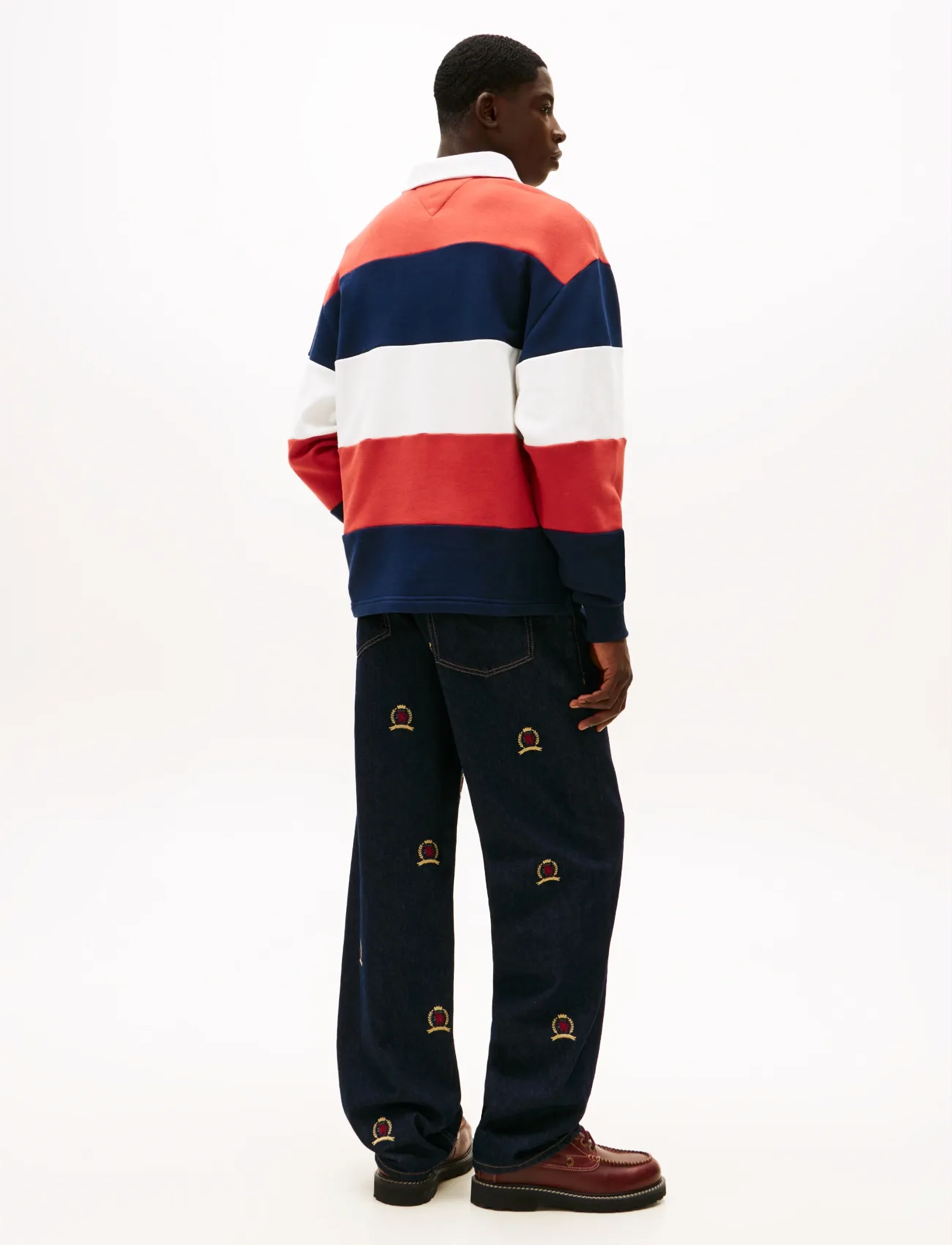 Tommy Jeans - TJM RLX BADGE STRIPE RUGBY - langærmede poloer - d n navy   terracotta red   ecru - 3
