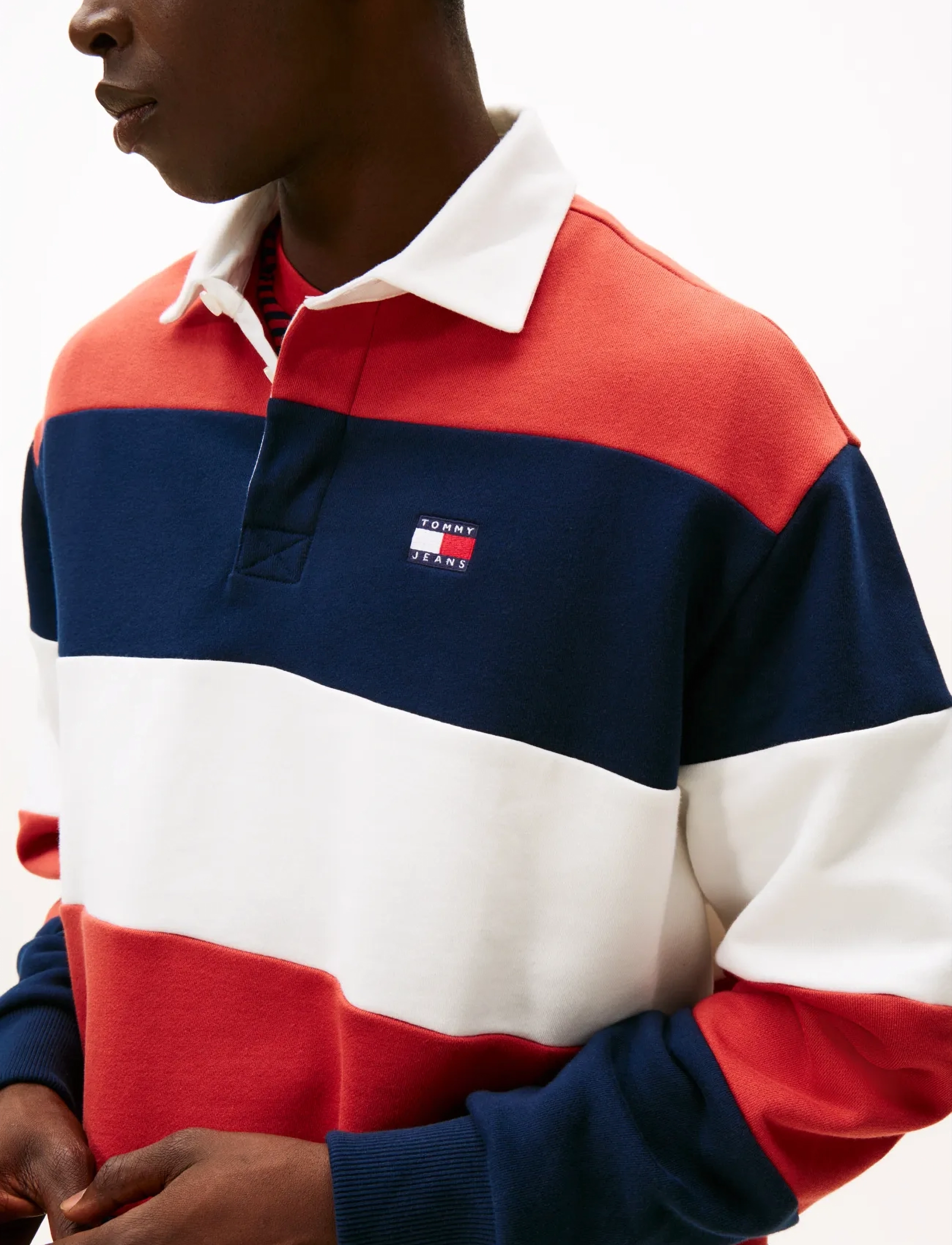 Tommy Jeans - TJM RLX BADGE STRIPE RUGBY - langærmede poloer - d n navy   terracotta red   ecru - 4