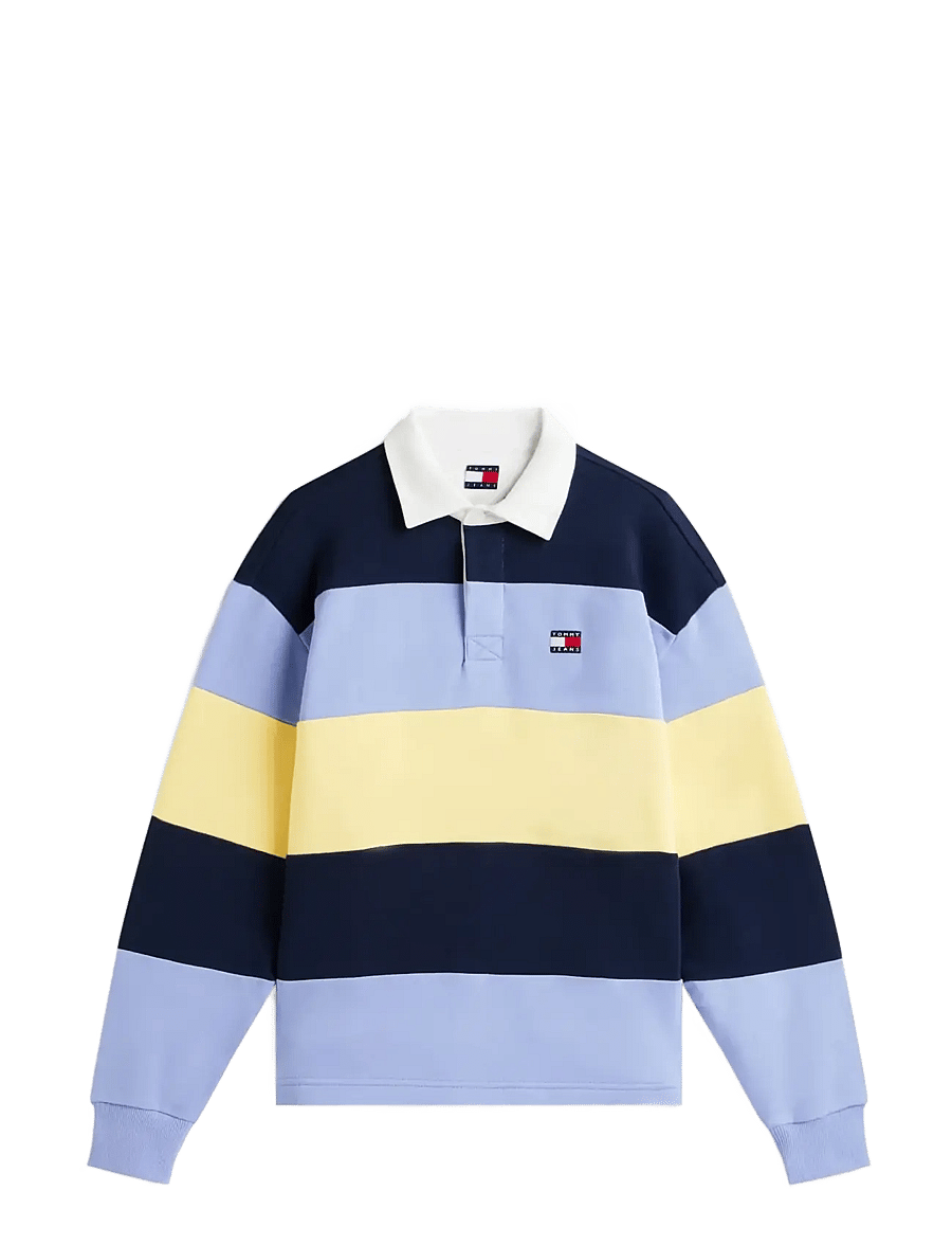 Tommy Jeans - TJM RLX BADGE STRIPE RUGBY - langärmelig - d n navy nordic iris citronella - 1