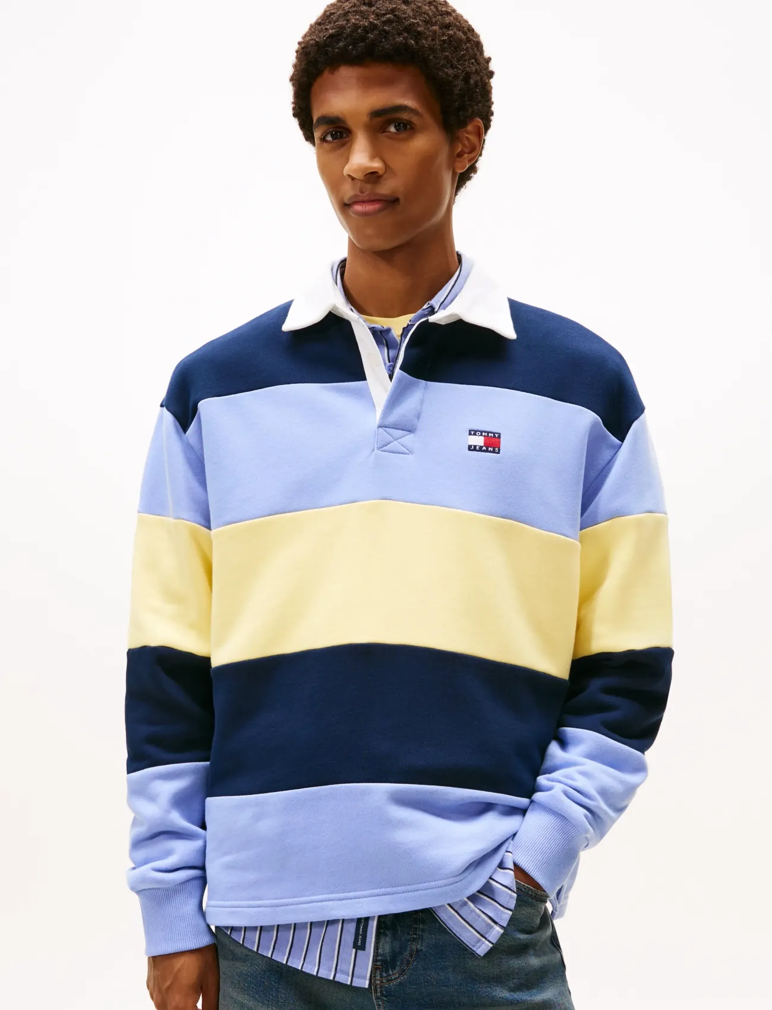 Tommy Jeans TJM RLX BADGE STRIPE RUGBY - Tommy Hilfiger - D N NAVY NORDIC IRIS CITRONELLA / blue