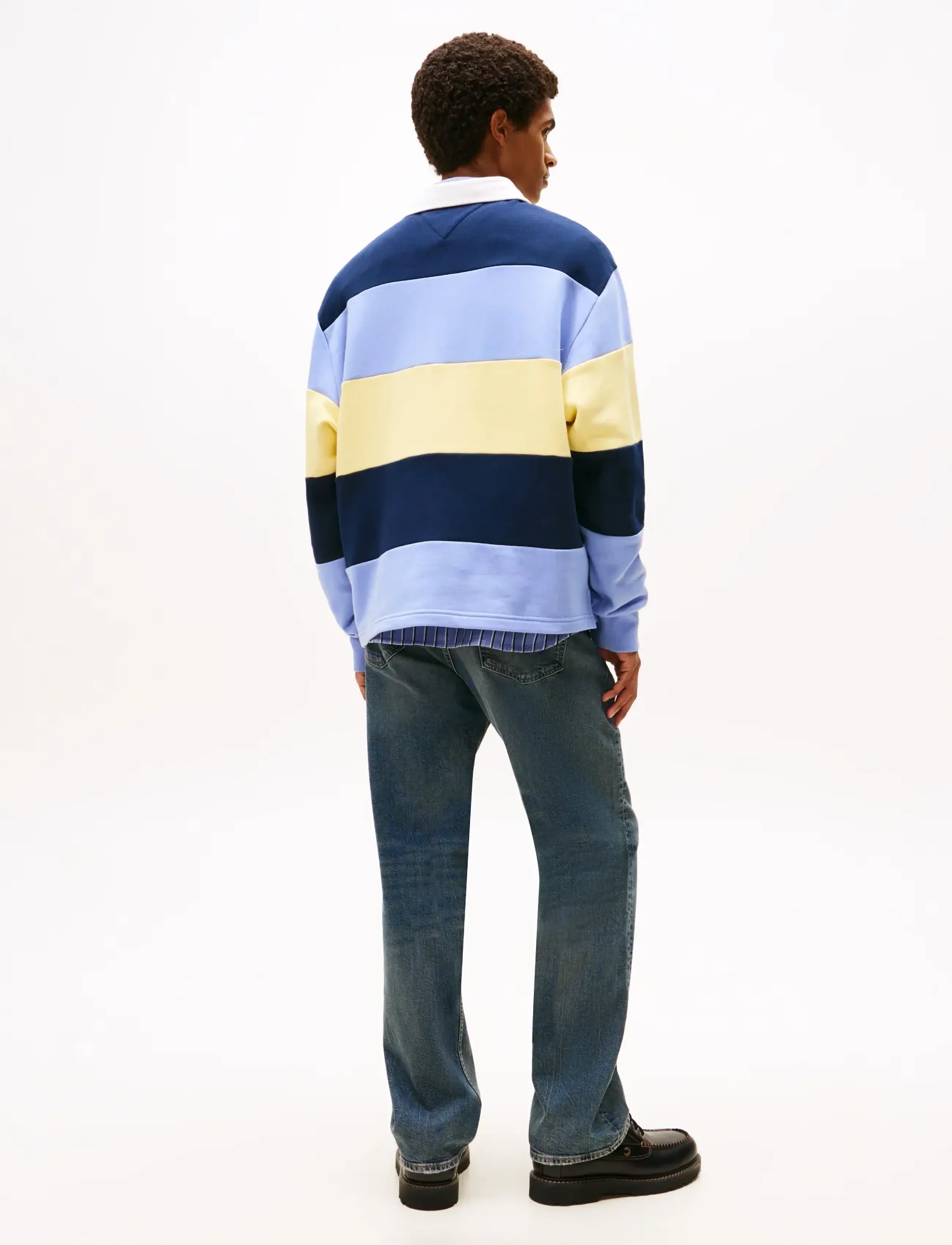 Tommy Jeans - TJM RLX BADGE STRIPE RUGBY - langærmede poloer - d n navy nordic iris citronella - 3