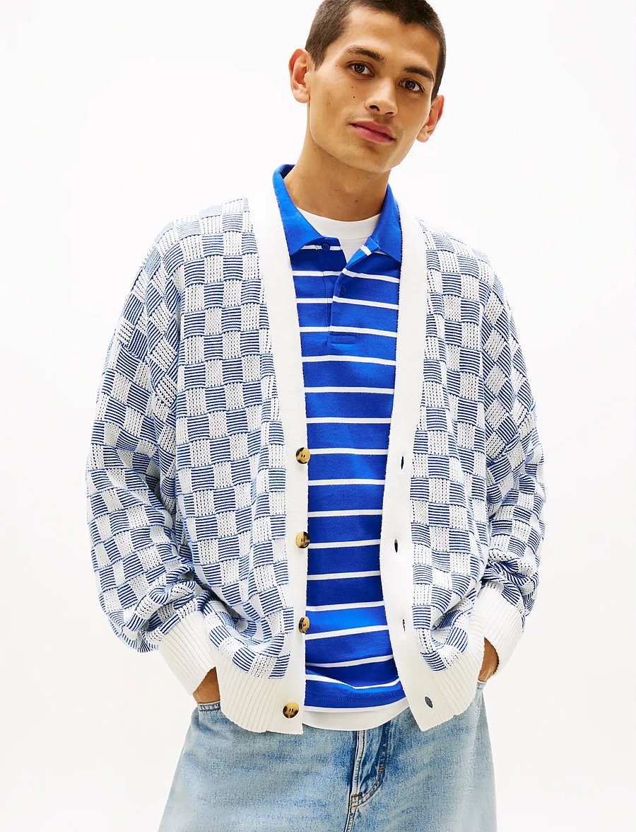 Tommy Jeans - TJM RLX TEXTURE CARDI - strickjacken - fizzy blue - 0