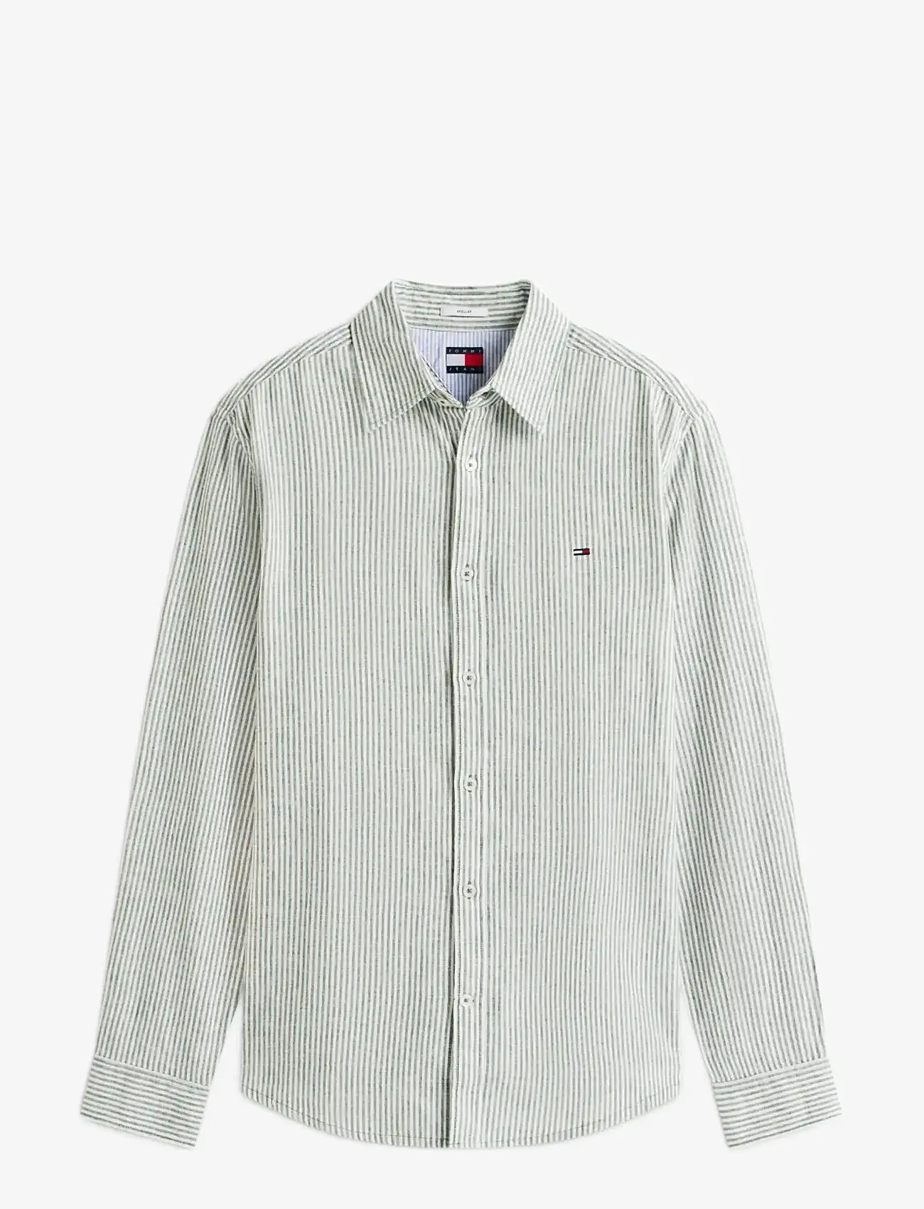 Tommy Jeans - TJM REG LINEN MX STRP SHIRT EXT - stribede skjorter - shadow pine stripes - 1