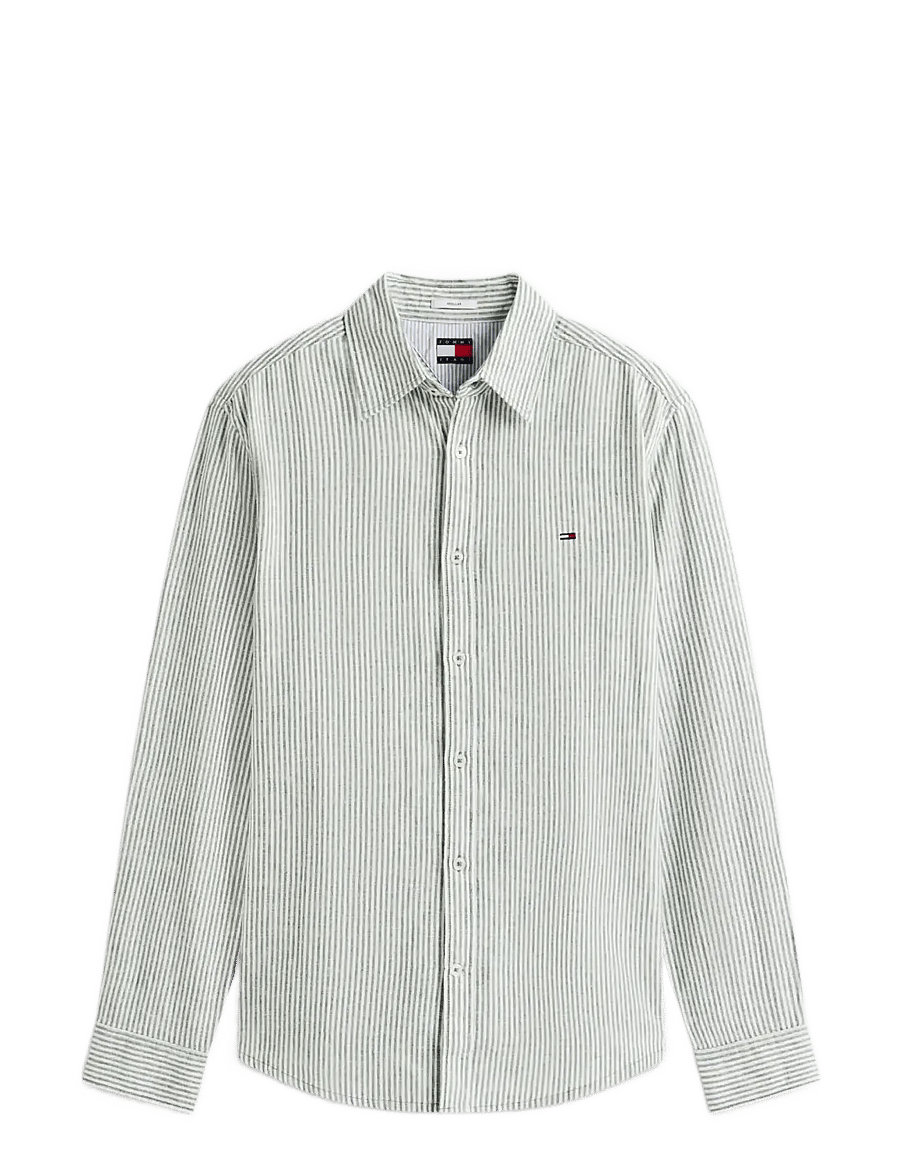 Tommy Jeans - TJM REG LINEN MX STRP SHIRT EXT - gestreifte hemden - shadow pine stripes - 1