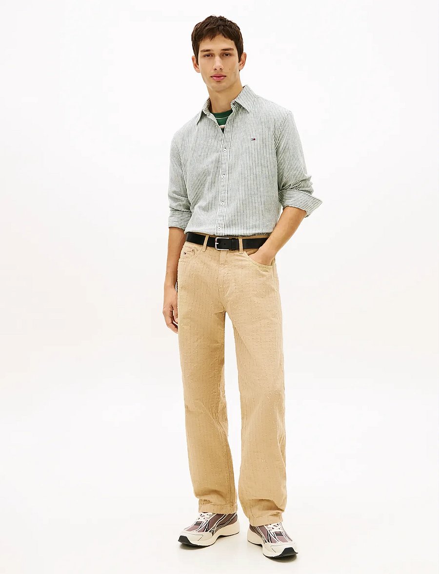Tommy Jeans - TJM REG LINEN MX STRP SHIRT EXT - gestreifte hemden - shadow pine stripes - 3
